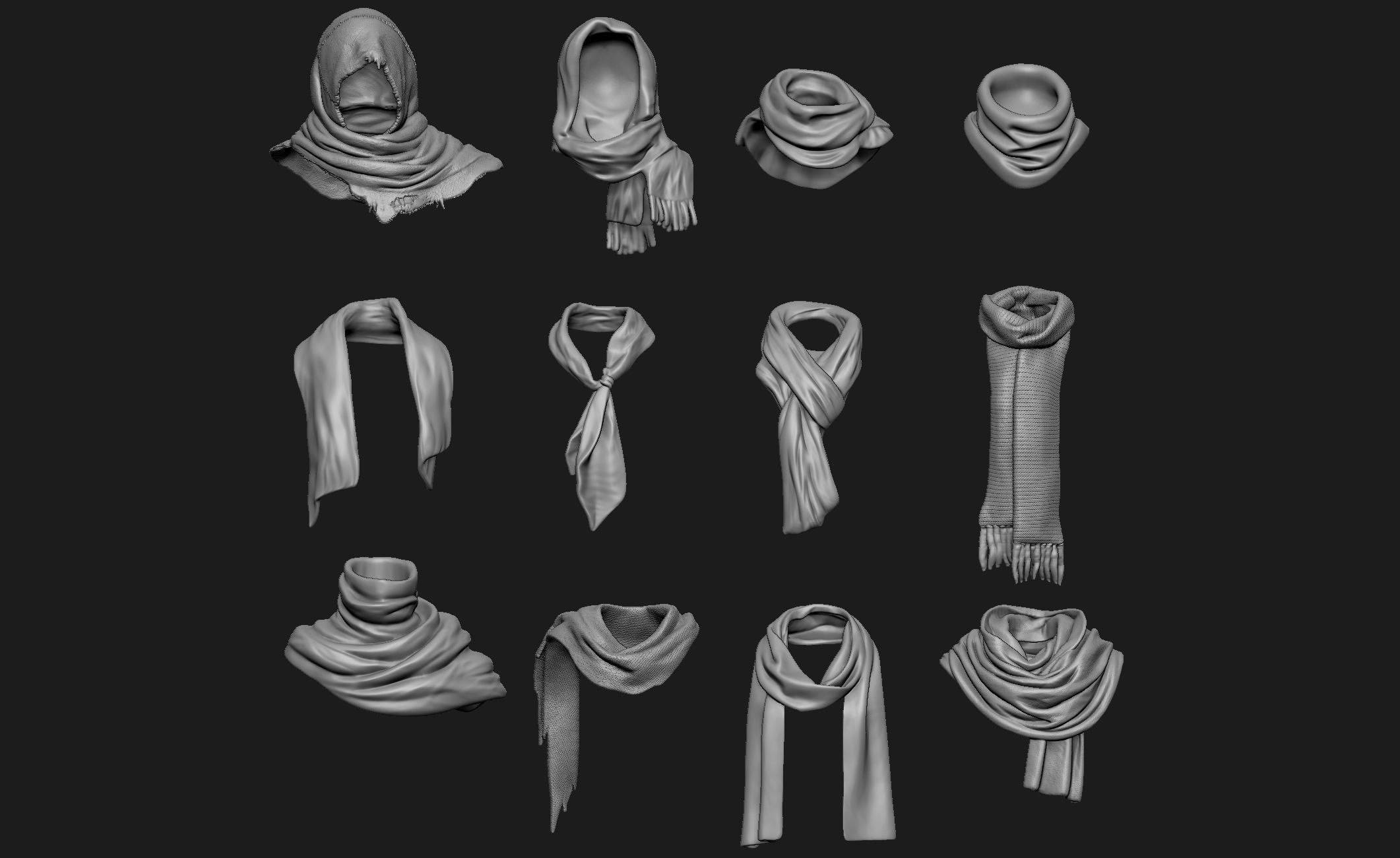 Scarfs for 3d Printable Characters Part 2 3D model_1