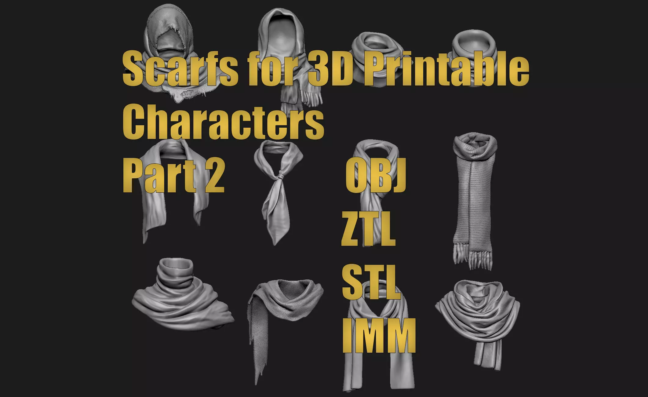Scarfs for 3d Printable Characters Part 2 3D model_0