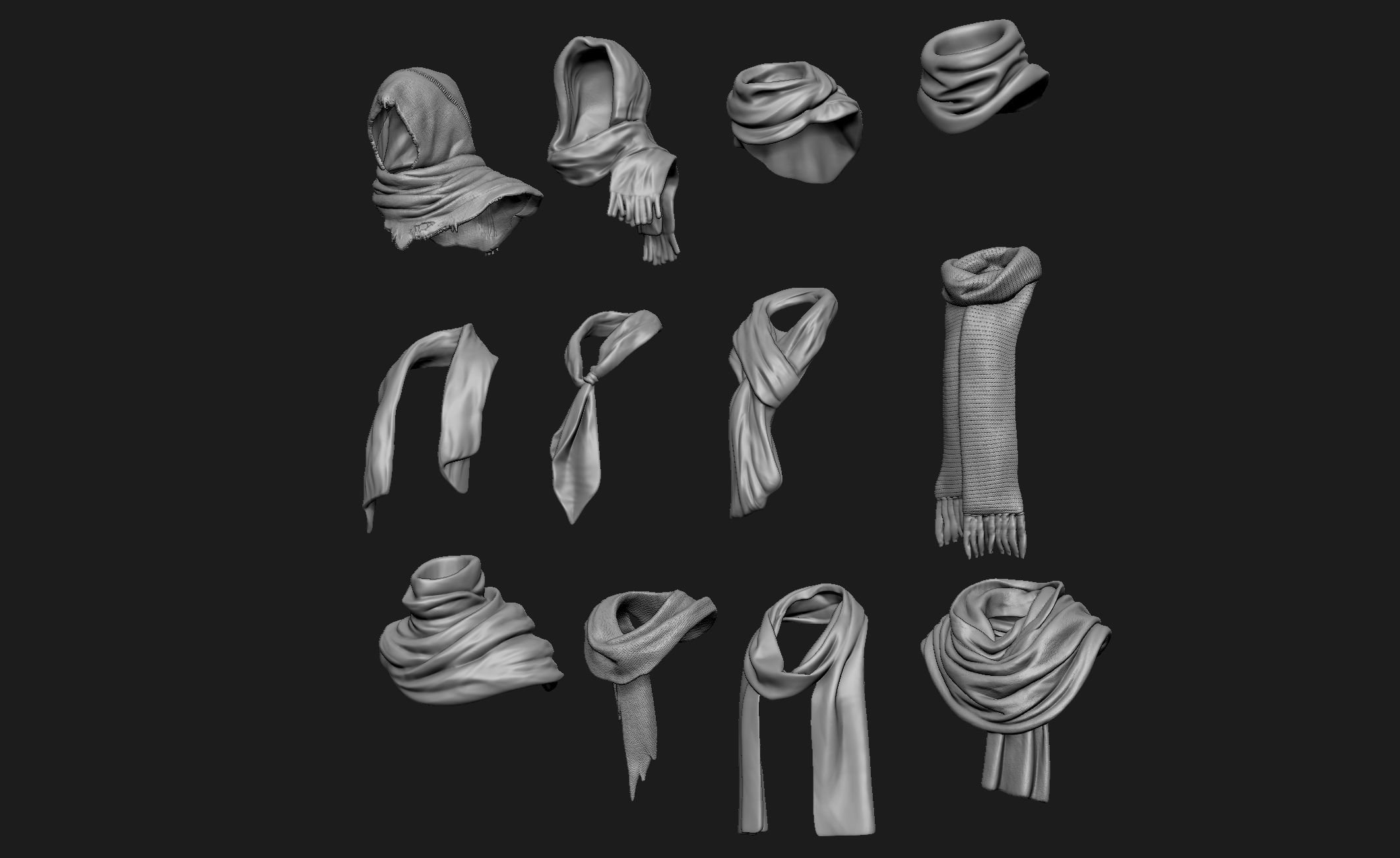 Scarfs for 3d Printable Characters Part 2 3D model_3