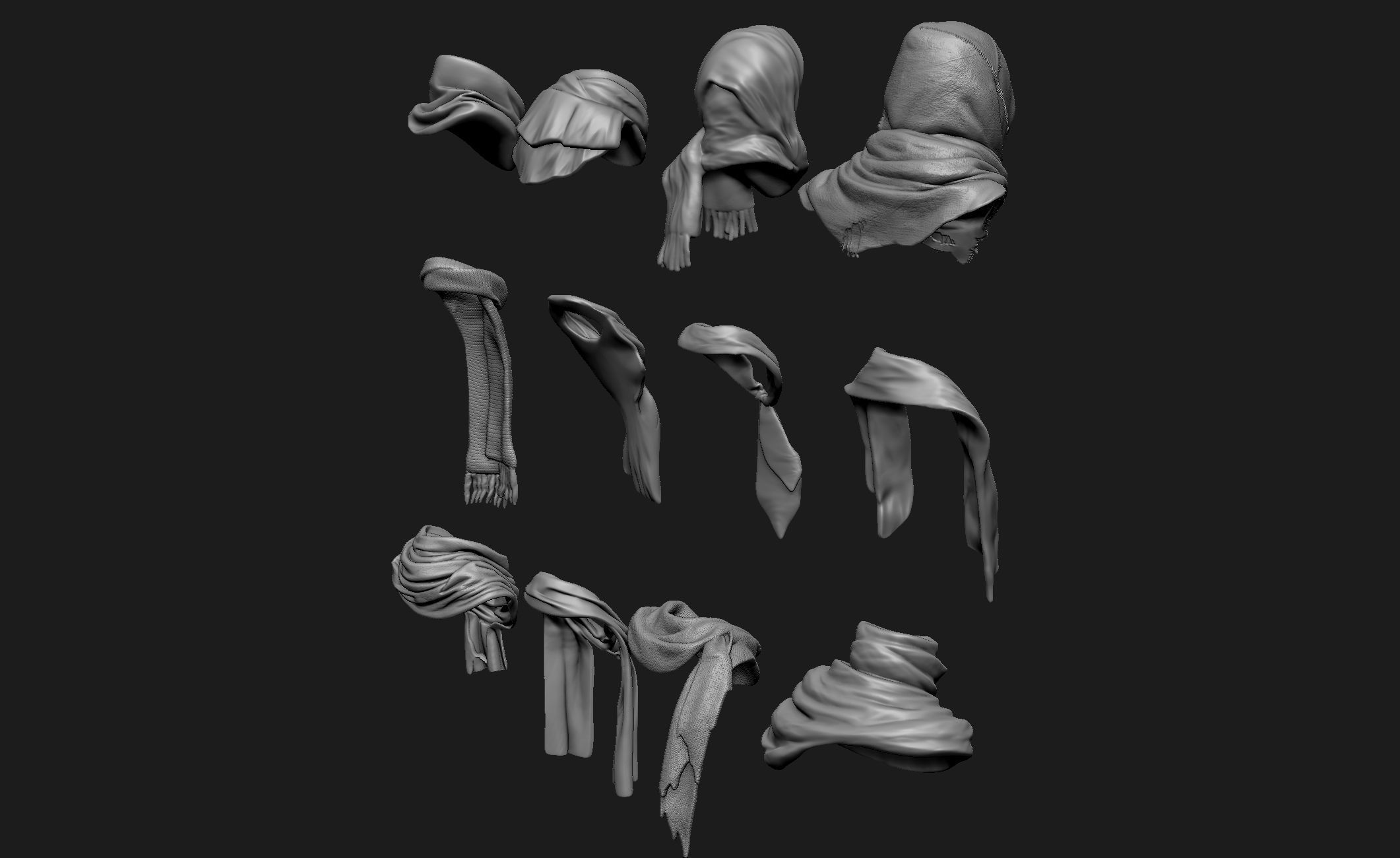 Scarfs for 3d Printable Characters Part 2 3D model_5
