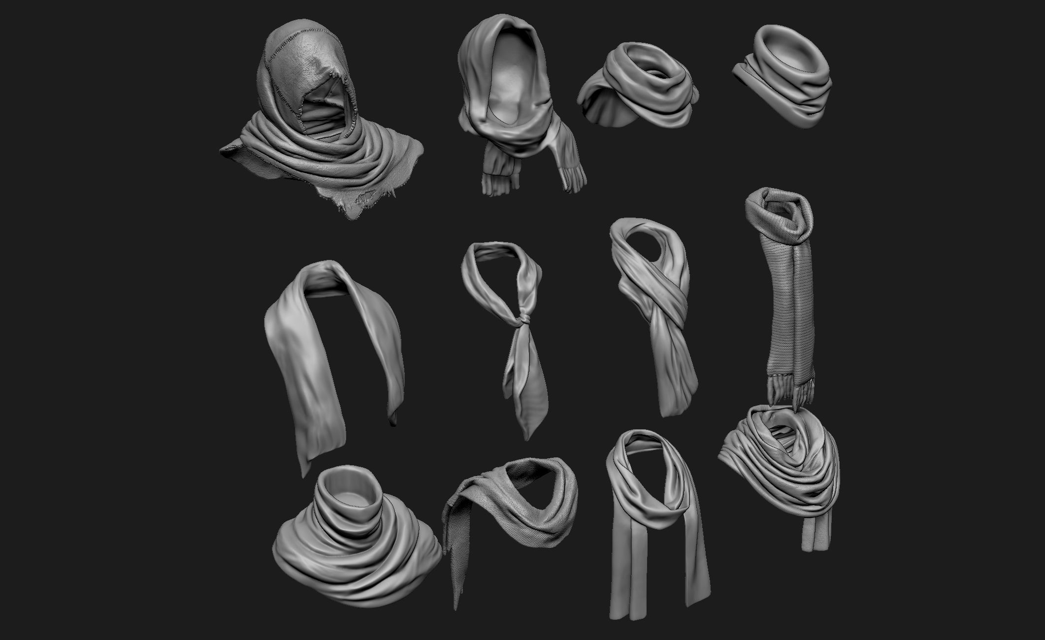Scarfs for 3d Printable Characters Part 2 3D model_2