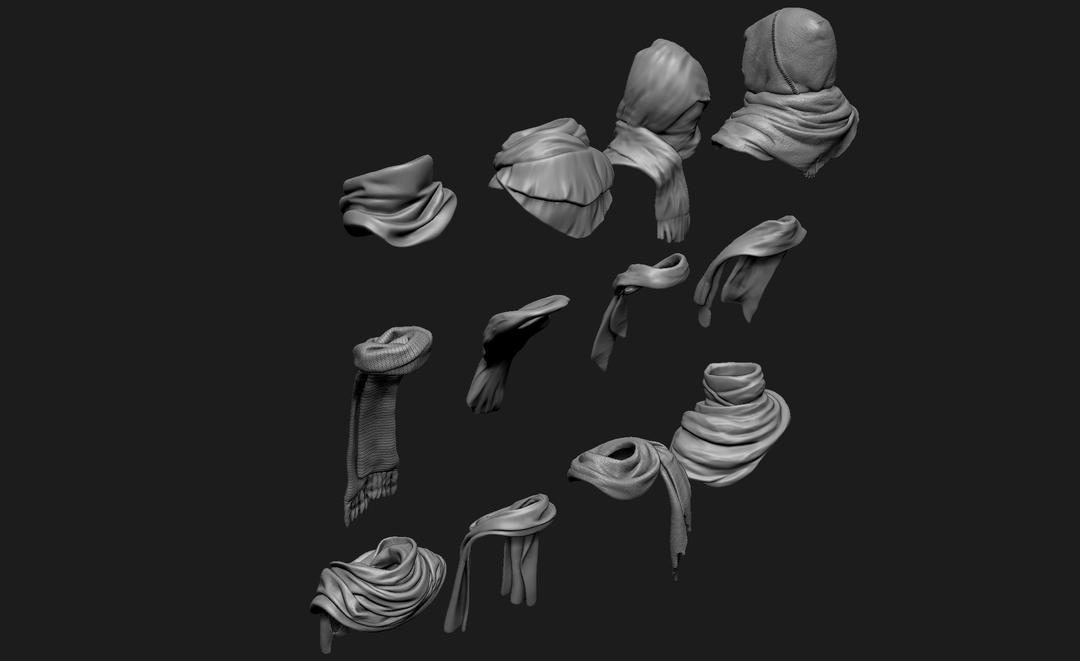 Scarfs for 3d Printable Characters Part 2 3D model_4