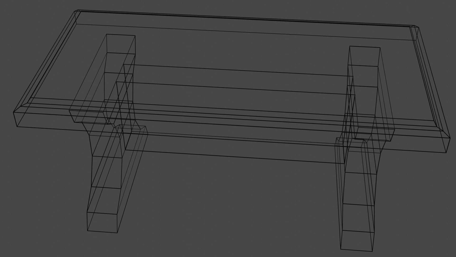 wooden bench 3D model_6