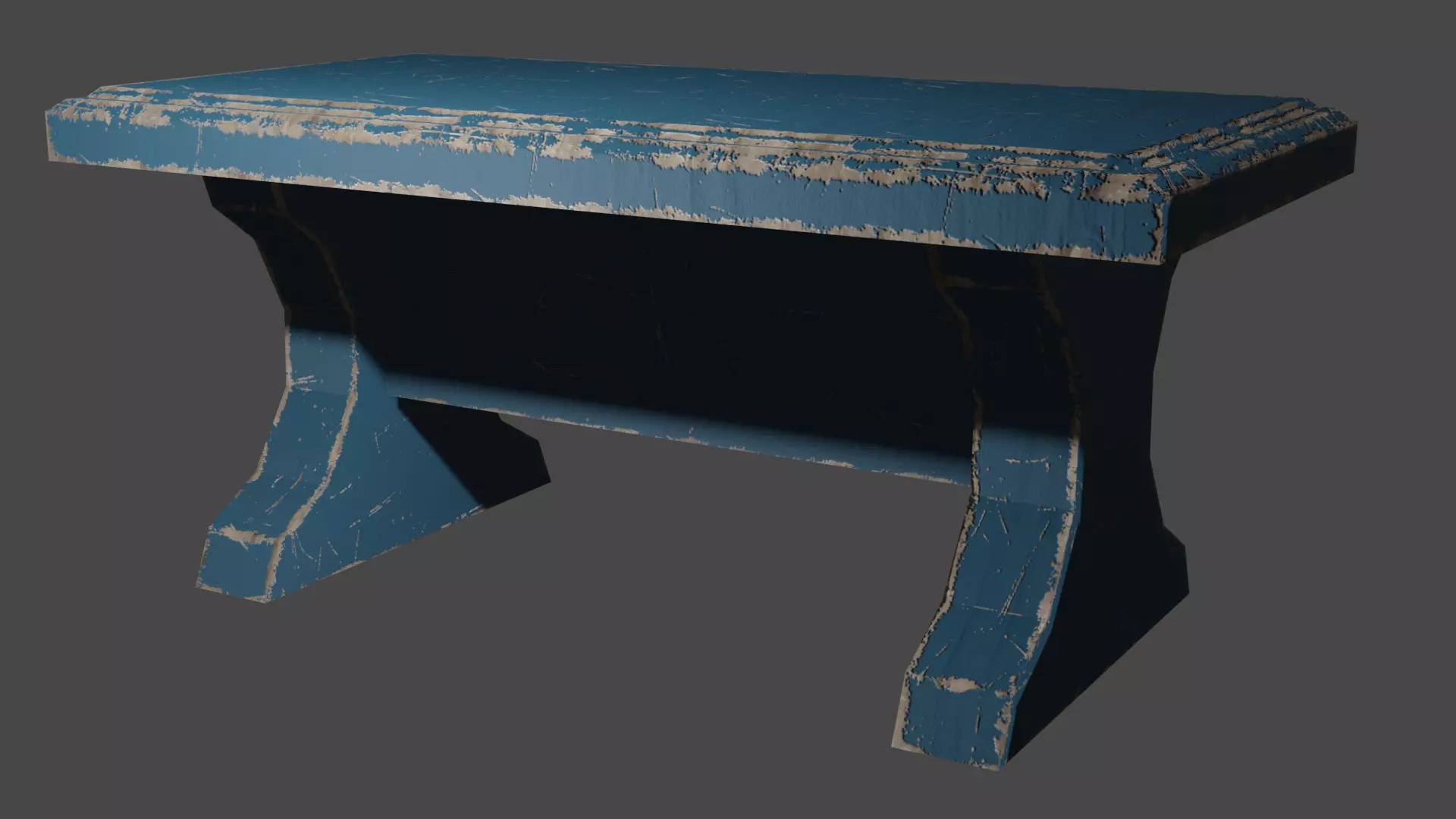 wooden bench 3D model_0