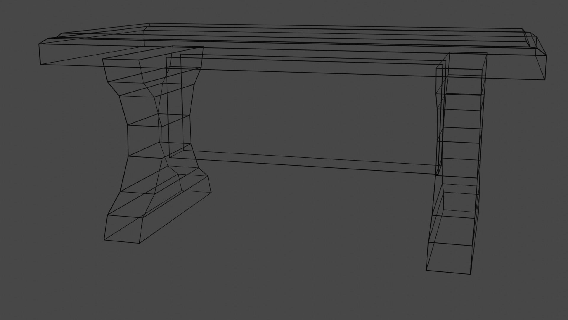 wooden bench 3D model_5