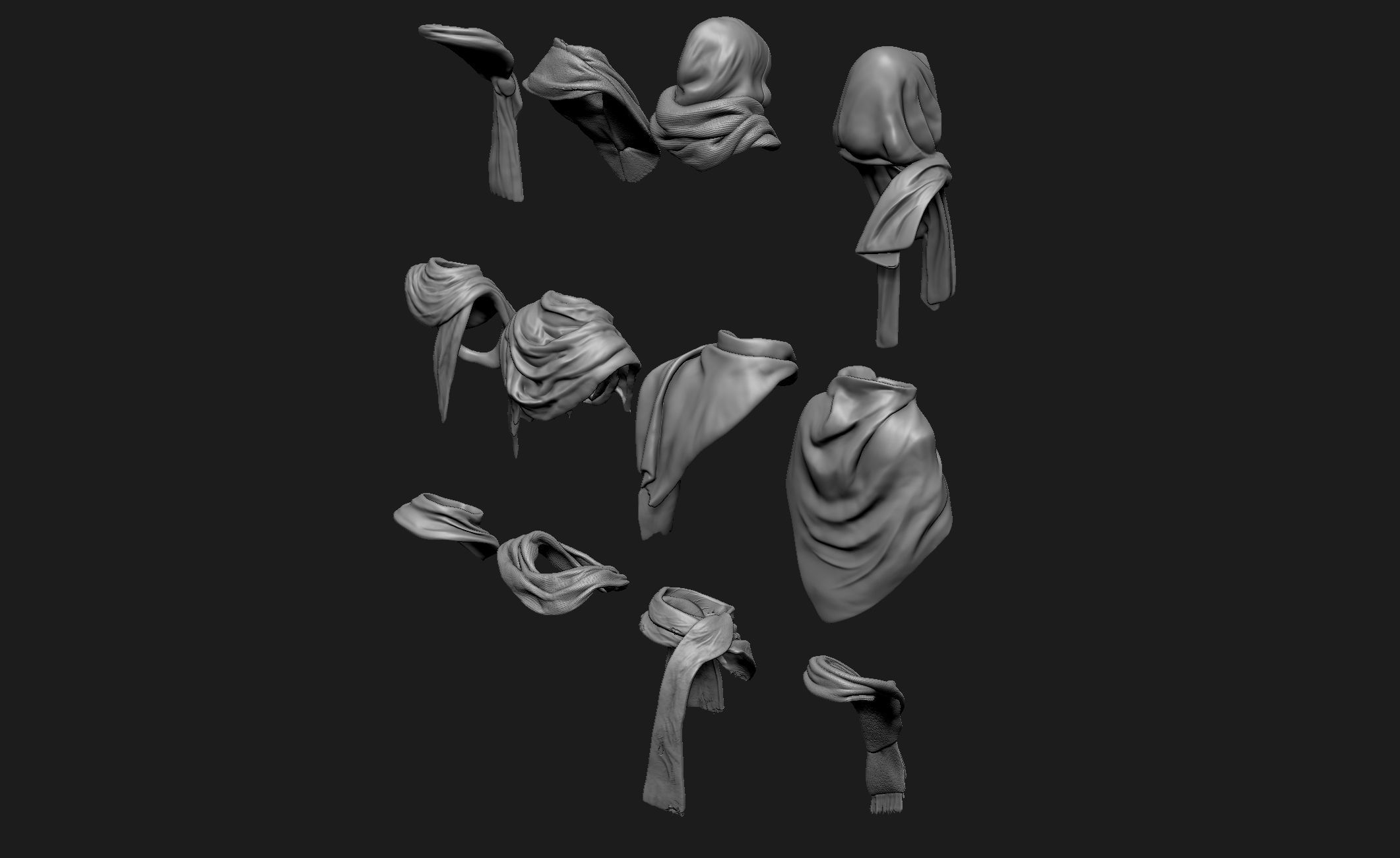 Scarfs for 3d Printable Characters Part 3 3D model_13