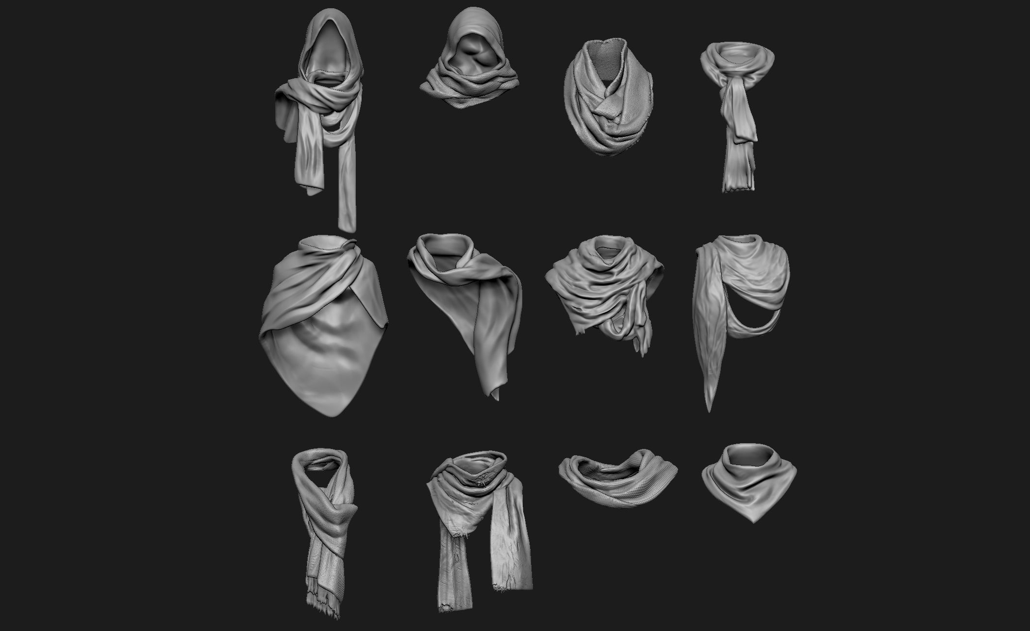 Scarfs for 3d Printable Characters Part 3 3D model_1