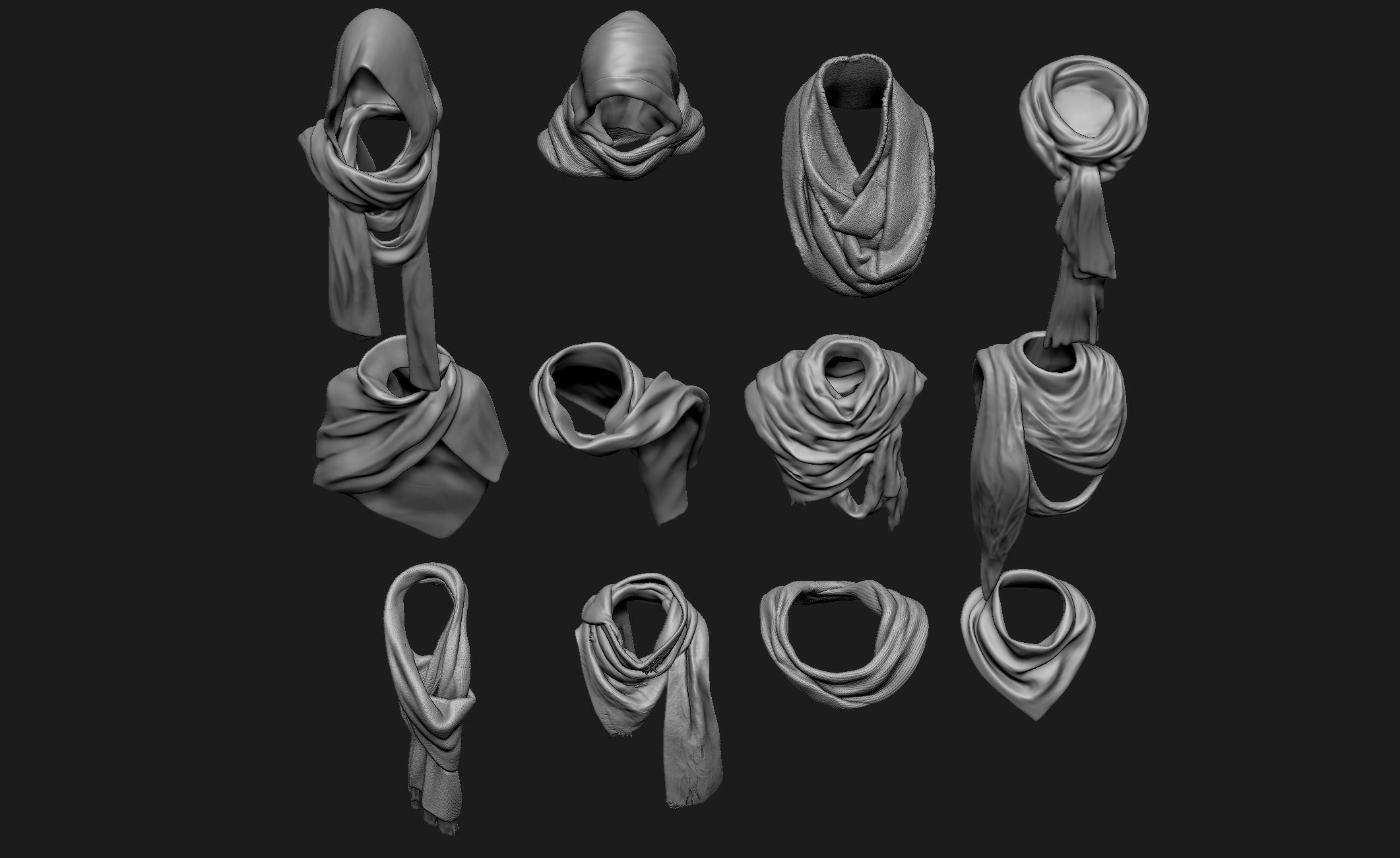 Scarfs for 3d Printable Characters Part 3 3D model_10