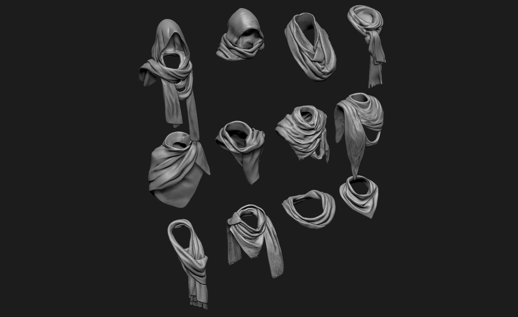 Scarfs for 3d Printable Characters Part 3 3D model_11