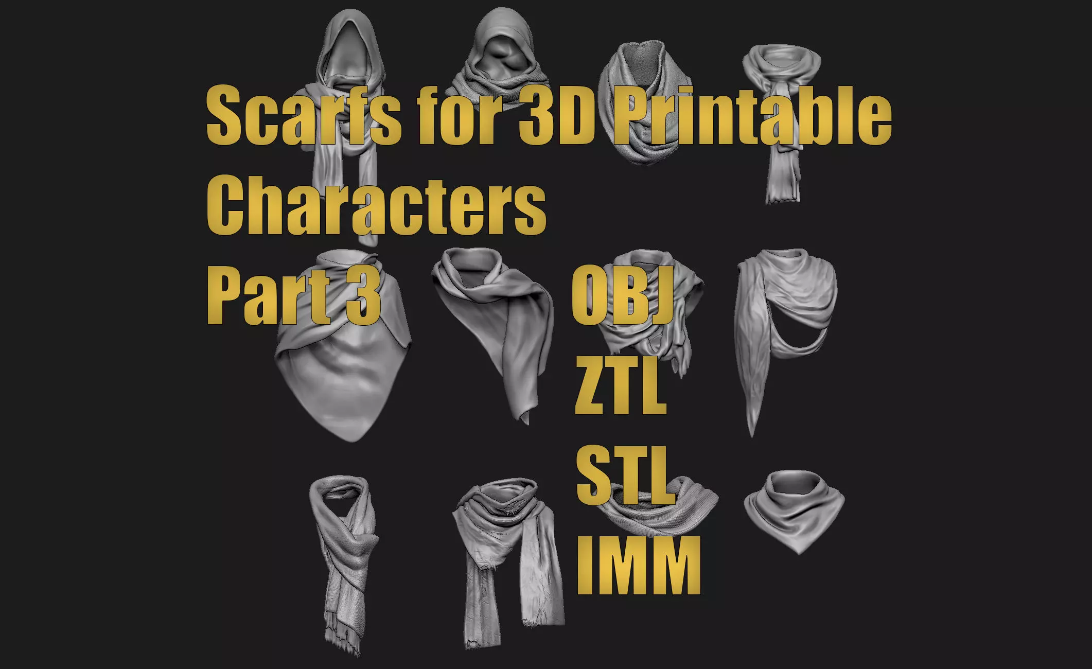 Scarfs for 3d Printable Characters Part 3 3D model_0