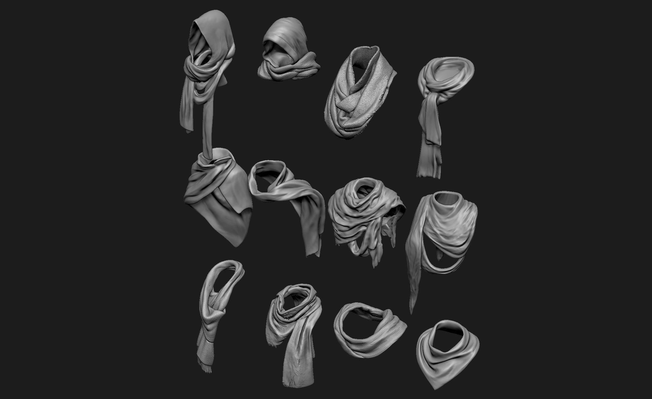 Scarfs for 3d Printable Characters Part 3 3D model_12
