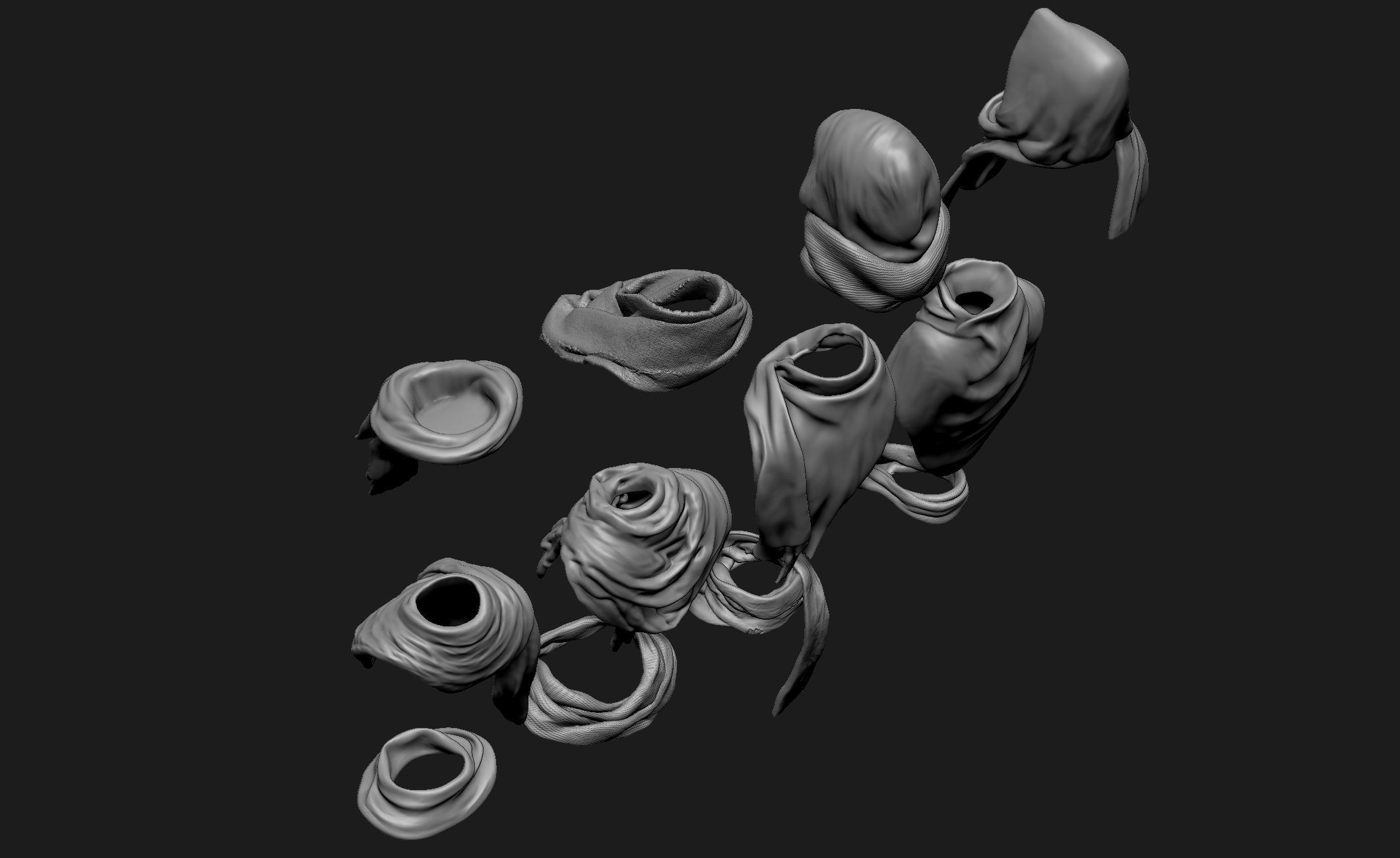 Scarfs for 3d Printable Characters Part 3 3D model_14