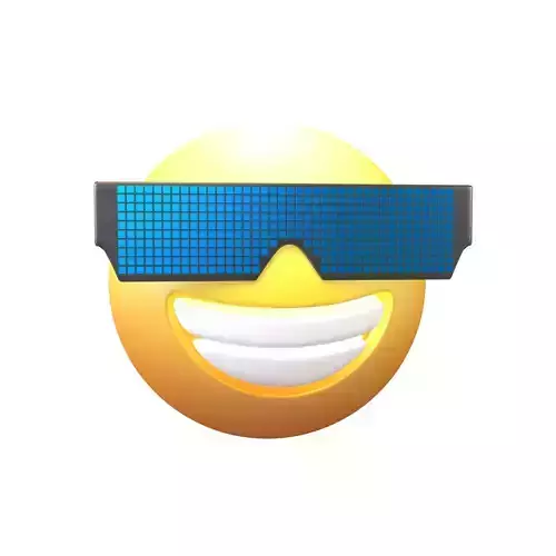Beaming Face With Future Technology Glasses v2 002 Low-poly 3D model