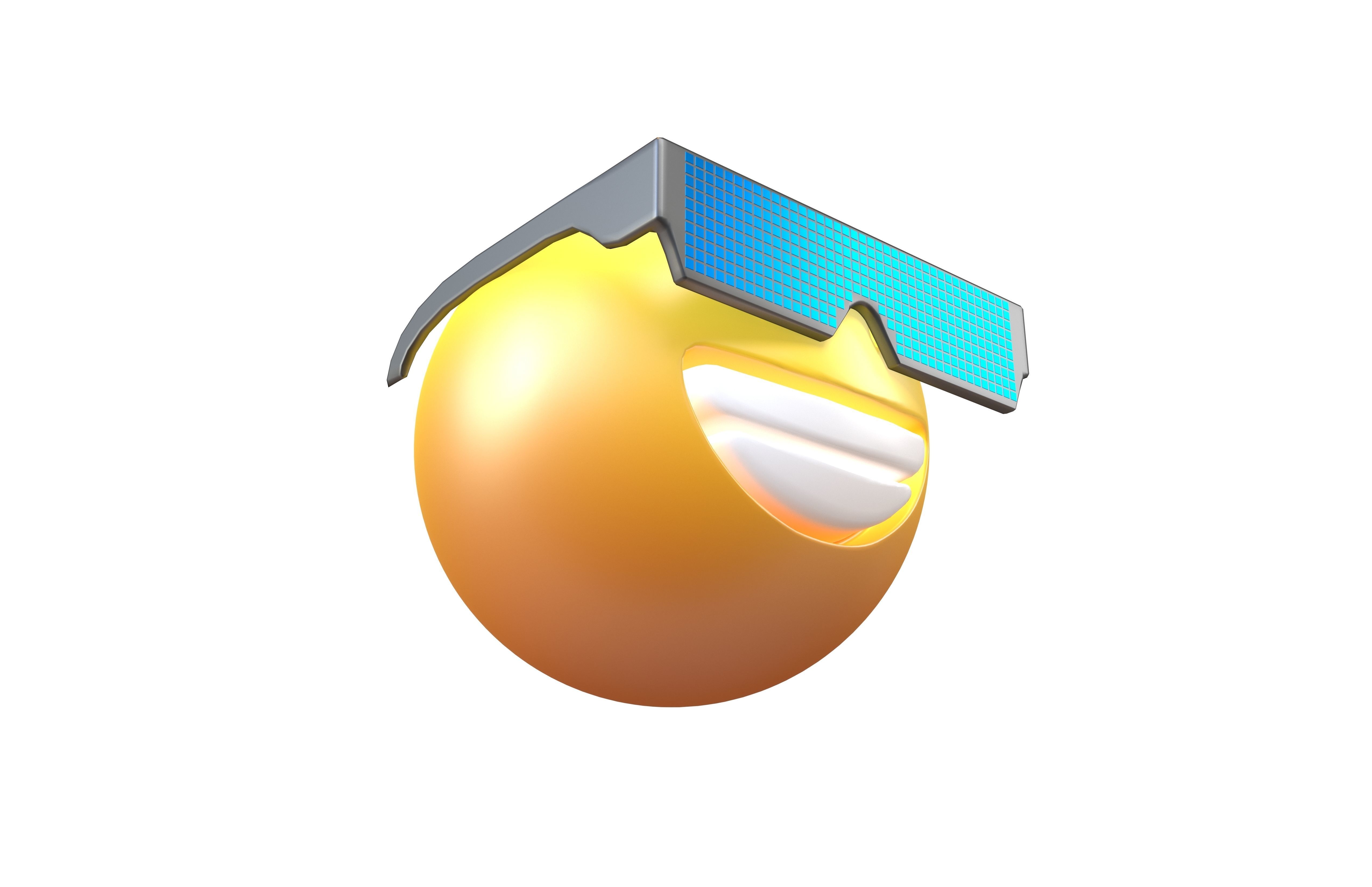 Beaming Face With Future Technology Glasses v2 002 Low-poly 3D model_3