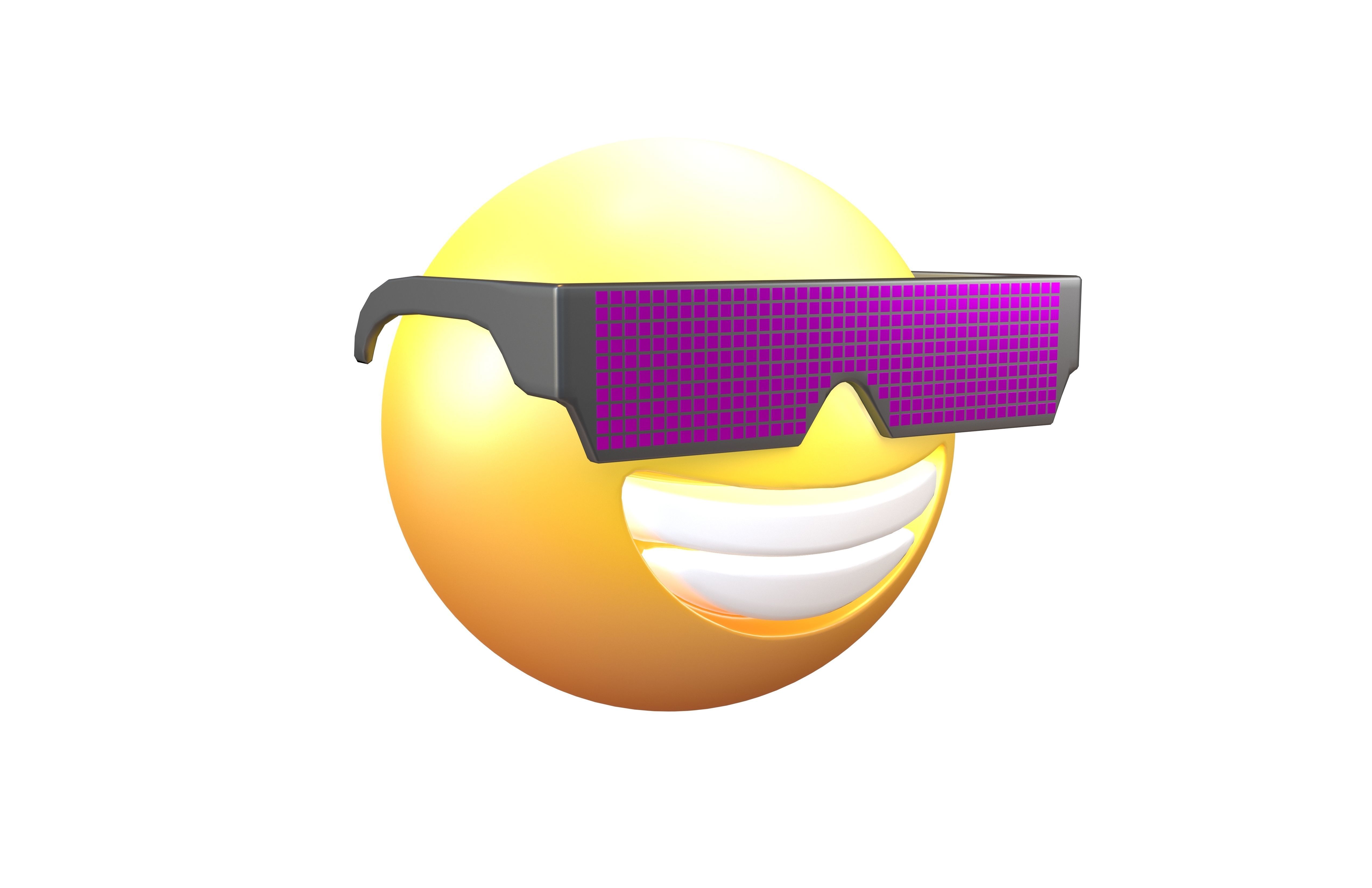 Beaming Face With Future Technology Glasses v2 003 Low-poly 3D model_1