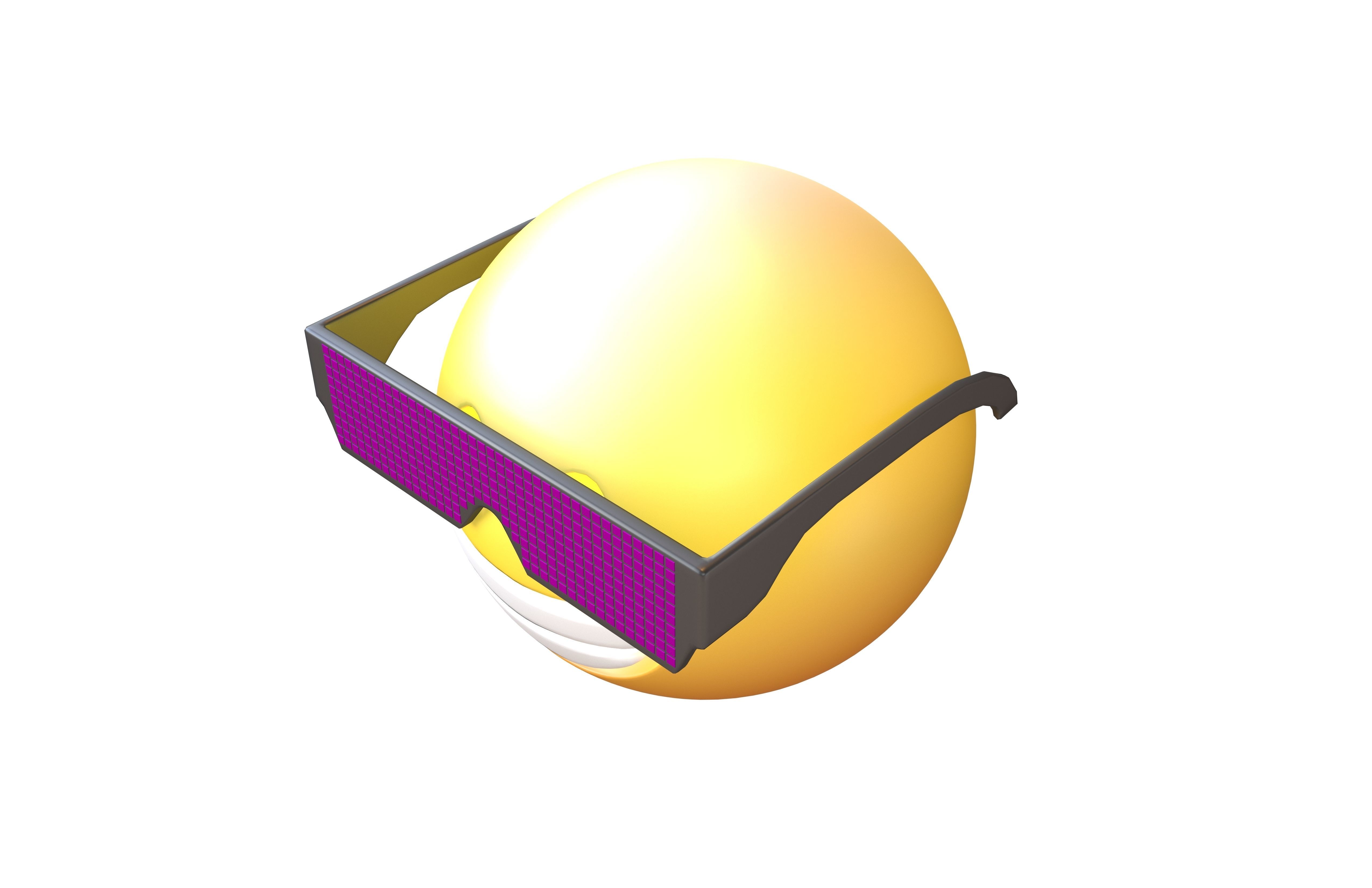 Beaming Face With Future Technology Glasses v2 003 Low-poly 3D model_3