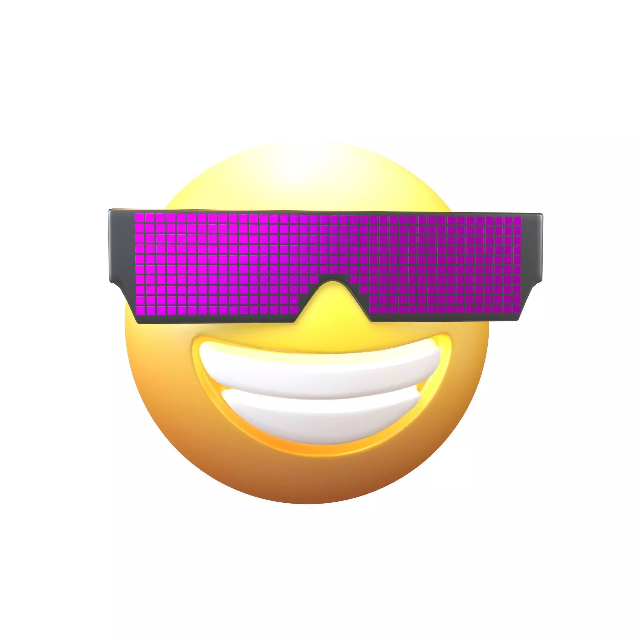 Beaming Face With Future Technology Glasses v2 003 Low-poly 3D model_0