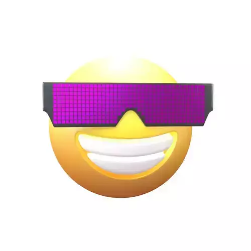Beaming Face With Future Technology Glasses v2 003 Low-poly 3D model
