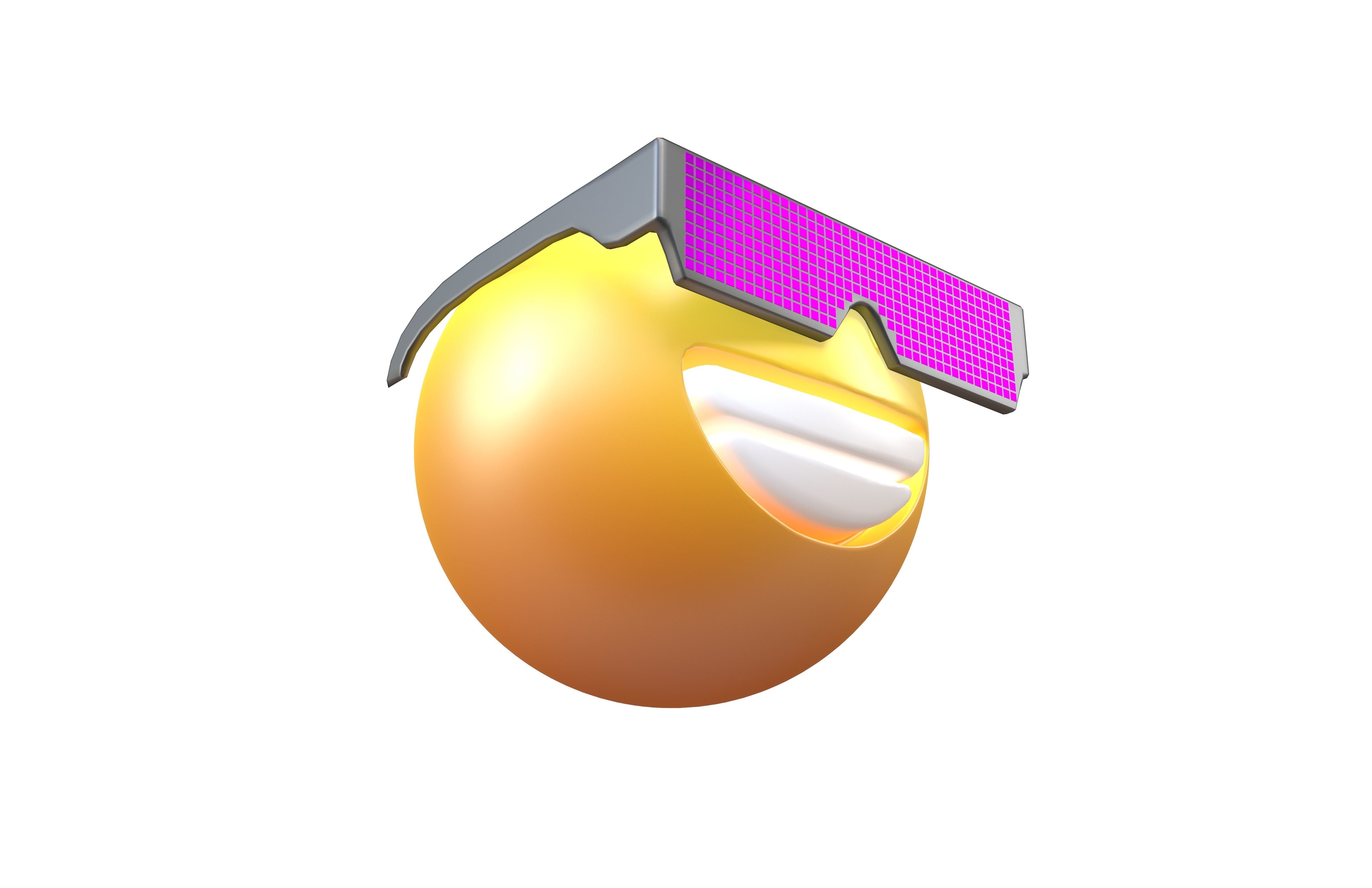 Beaming Face With Future Technology Glasses v2 003 Low-poly 3D model_2