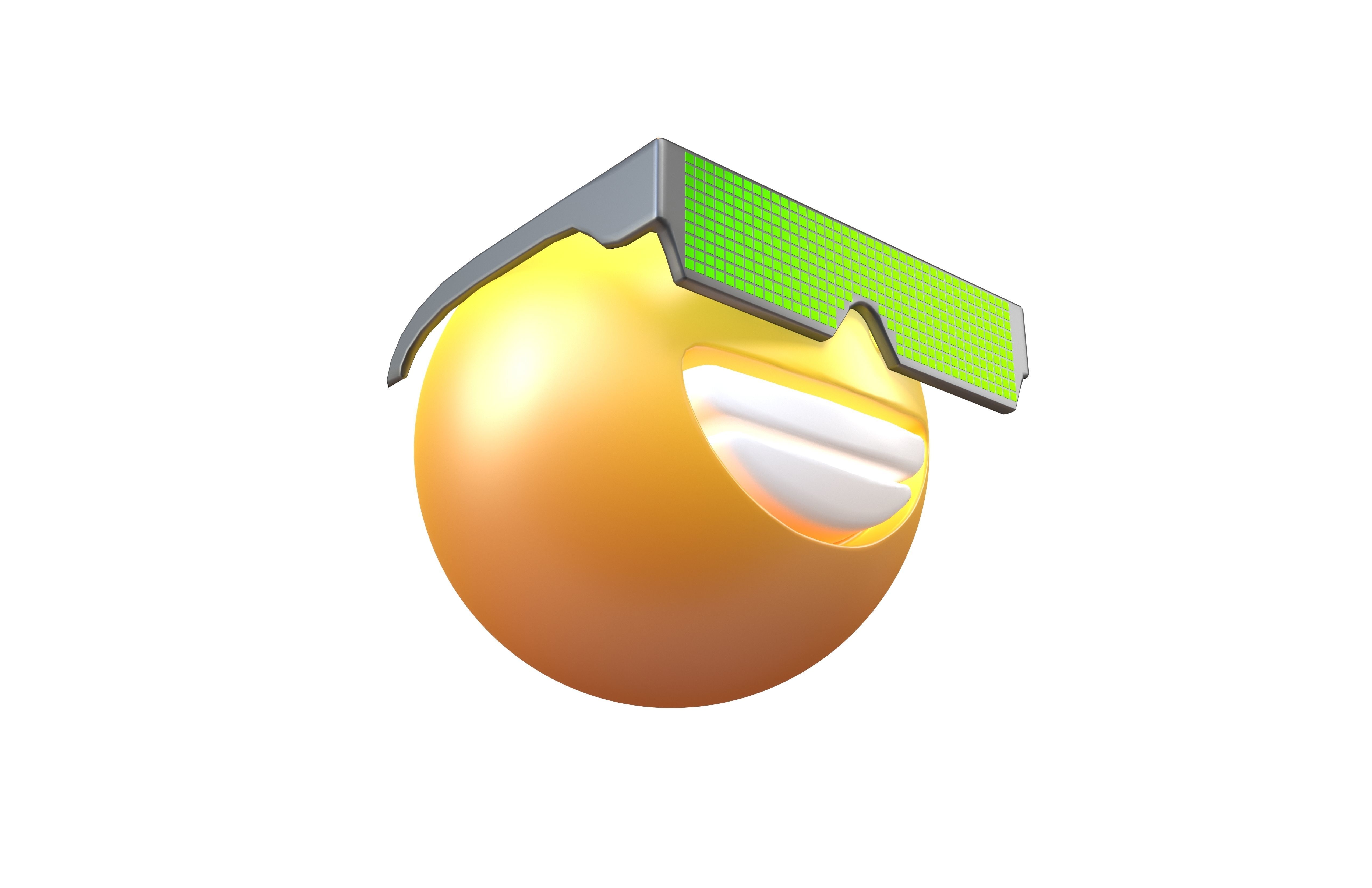 Beaming Face With Future Technology Glasses v2 004 Low-poly 3D model_2