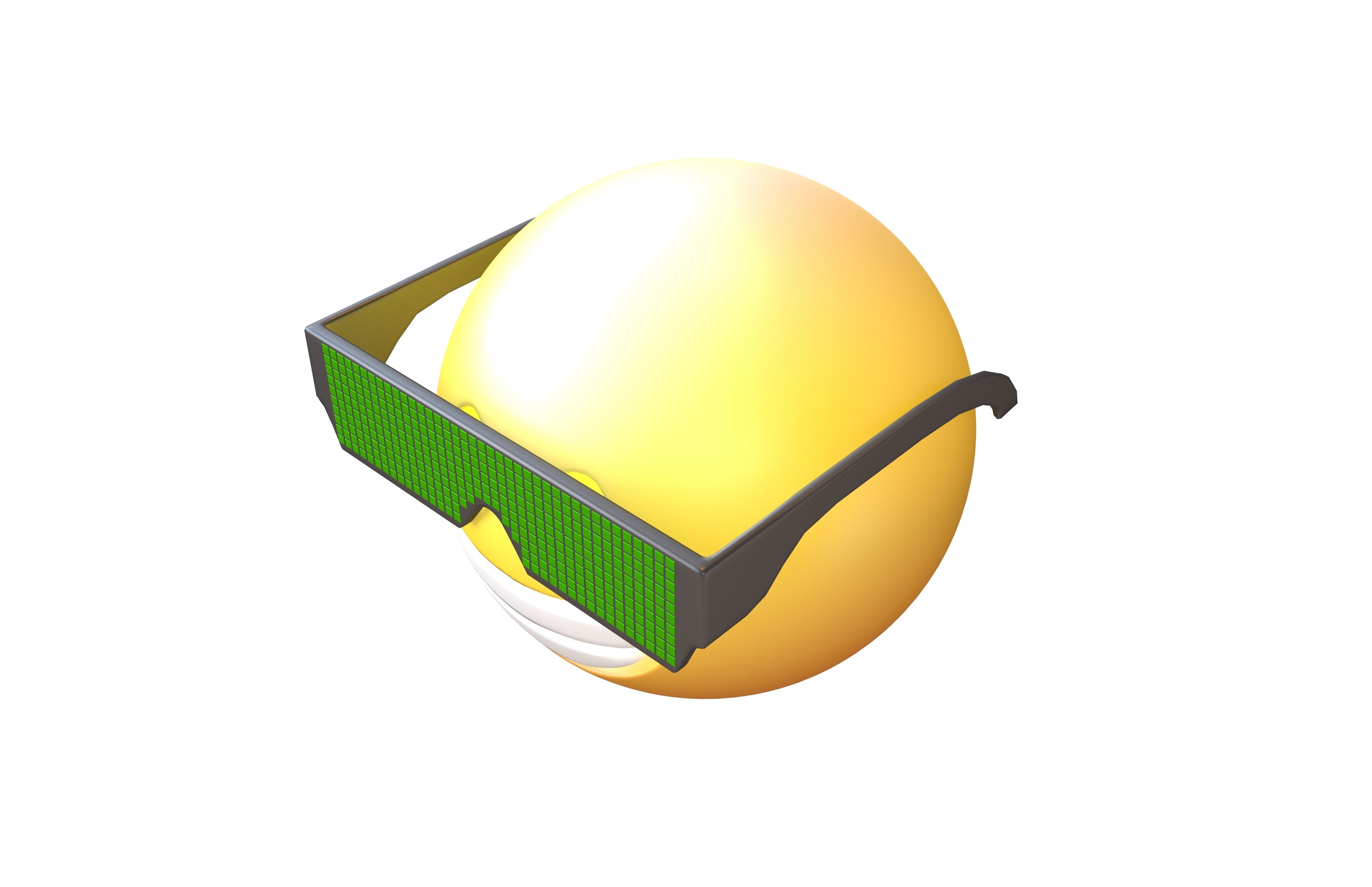 Beaming Face With Future Technology Glasses v2 004 Low-poly 3D model_3