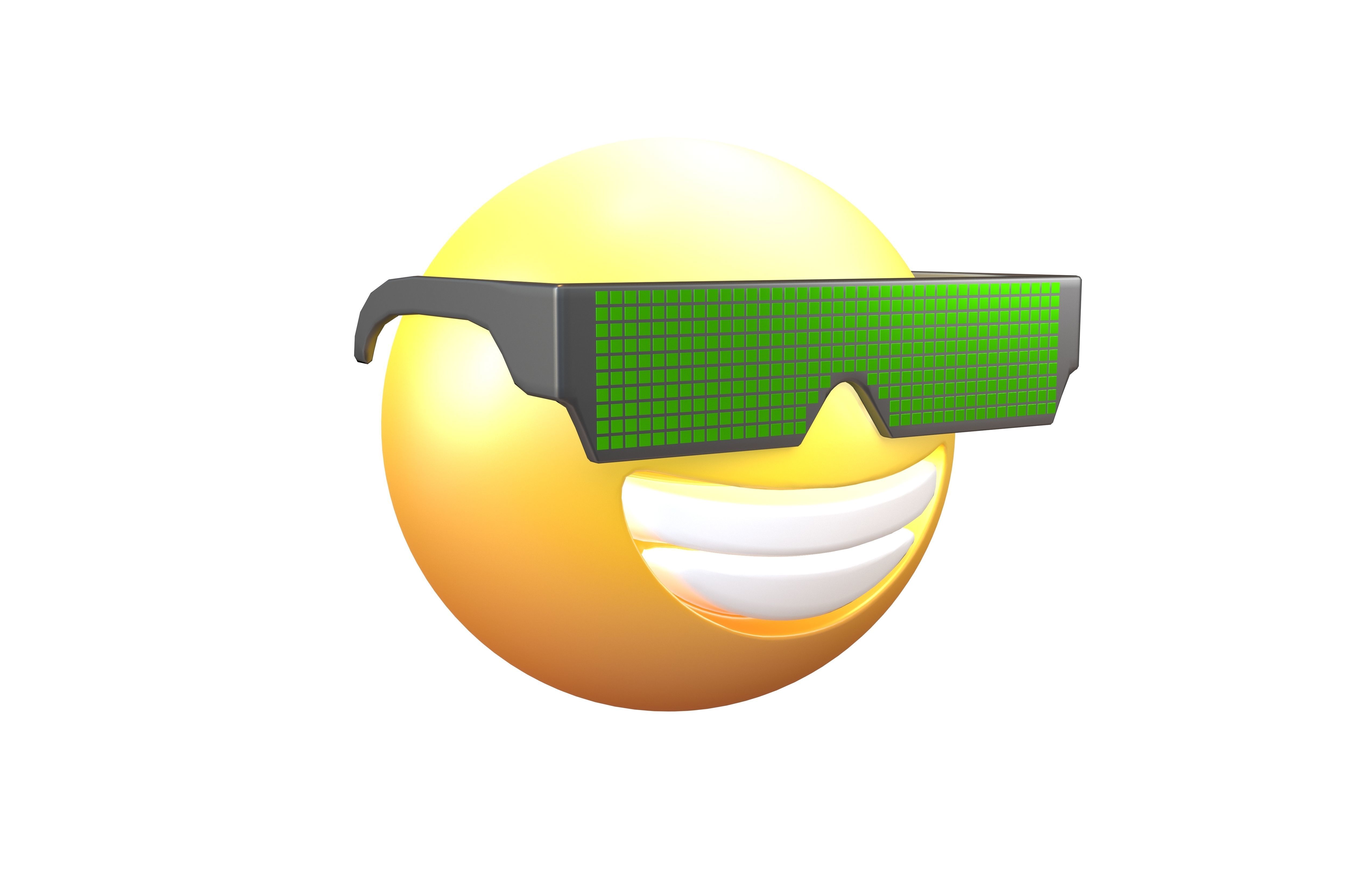Beaming Face With Future Technology Glasses v2 004 Low-poly 3D model_1