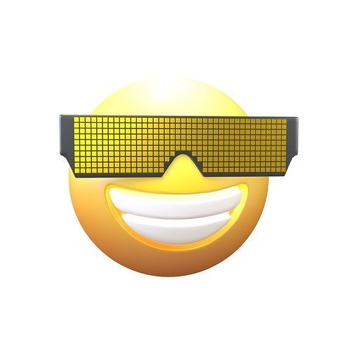 Beaming Face With Future Technology Glasses v2 005 Low-poly 3D model