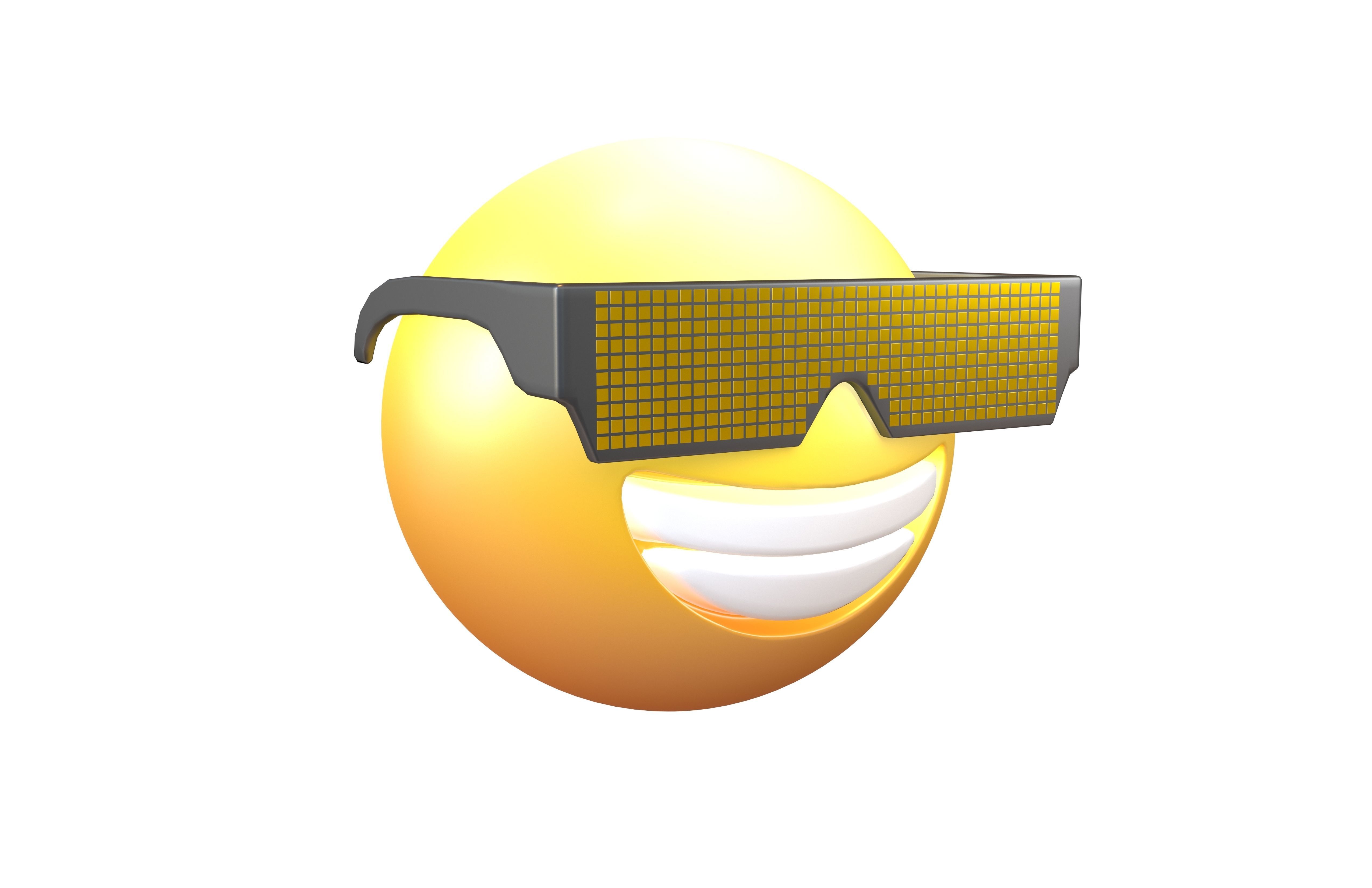 Beaming Face With Future Technology Glasses v2 005 Low-poly 3D model_1