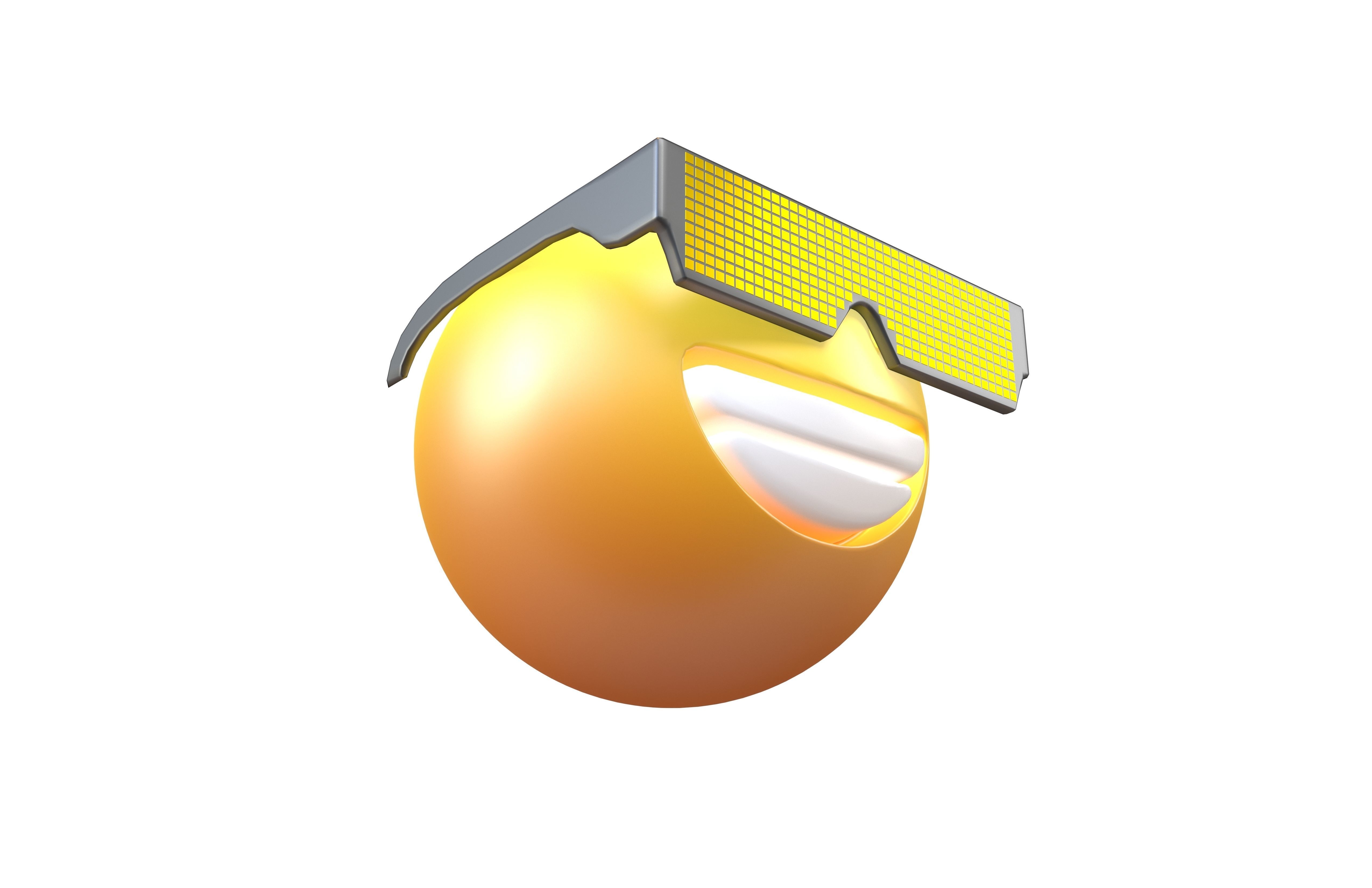 Beaming Face With Future Technology Glasses v2 005 Low-poly 3D model_3
