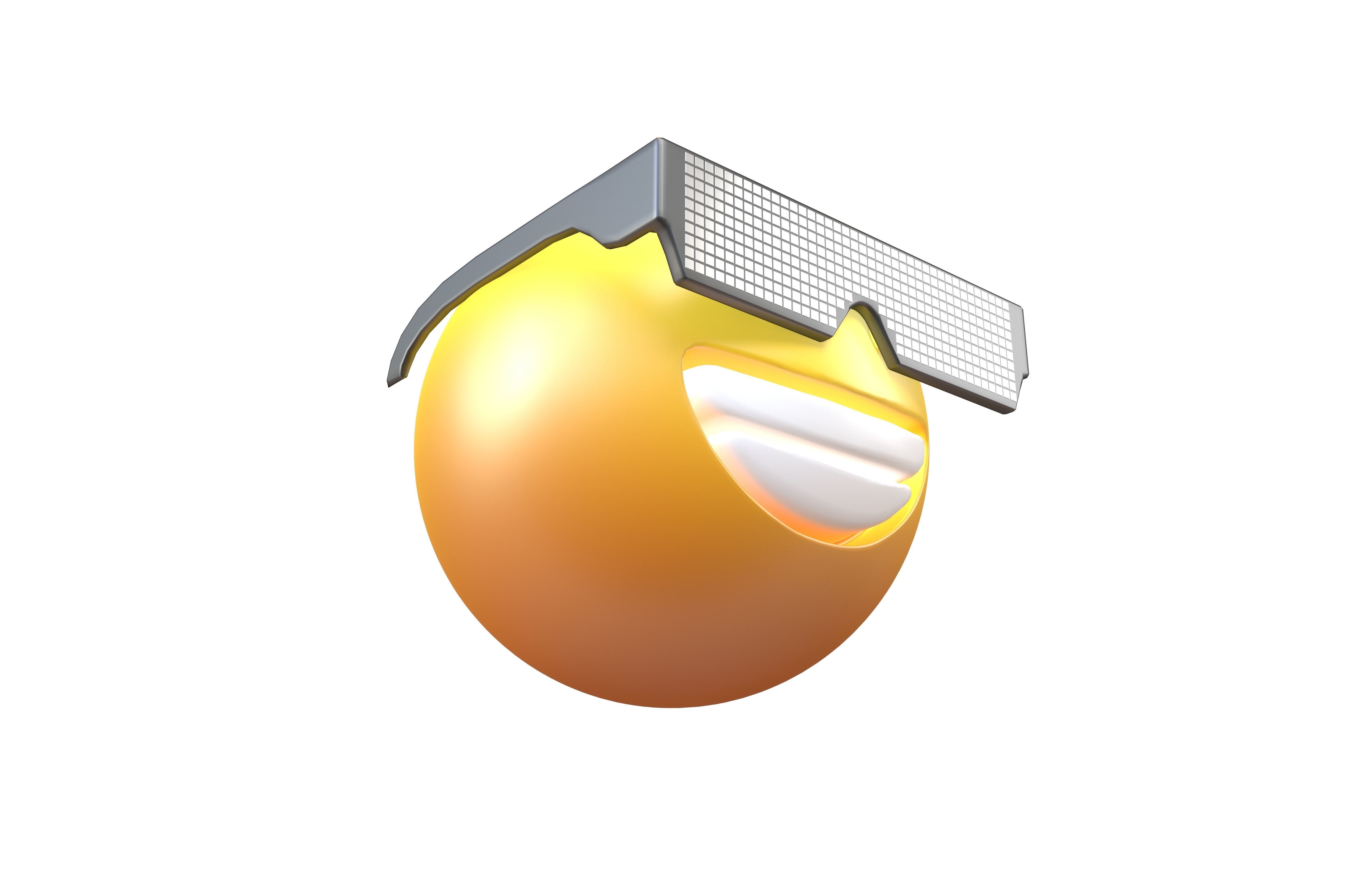 Beaming Face With Future Technology Glasses v2 006 Low-poly 3D model_3