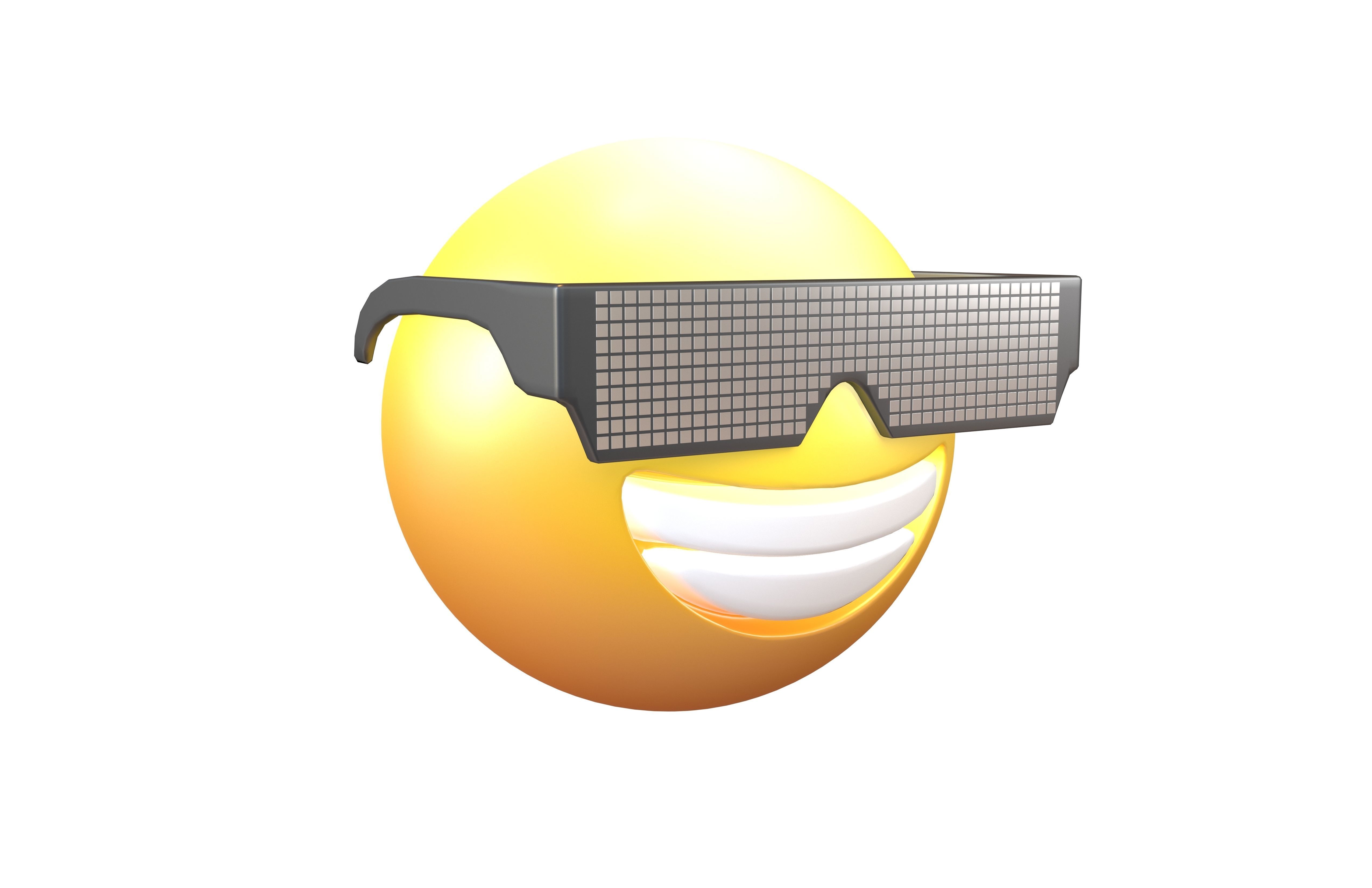 Beaming Face With Future Technology Glasses v2 006 Low-poly 3D model_1