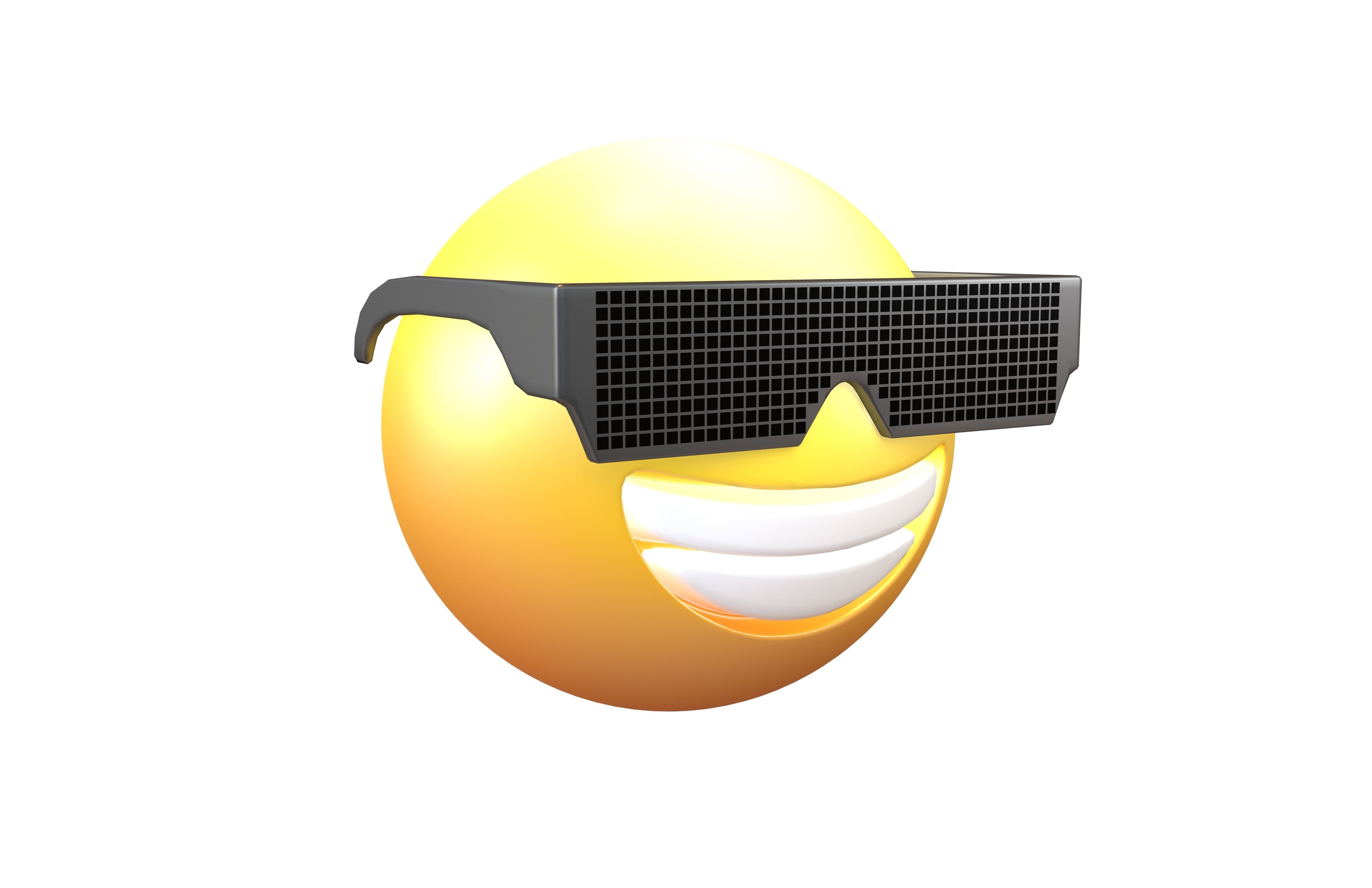 Beaming Face With Future Technology Glasses v2 007 Low-poly 3D model_1