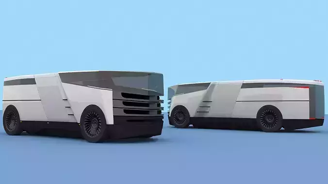 BusBox two futuristic vehicles Free 3D model