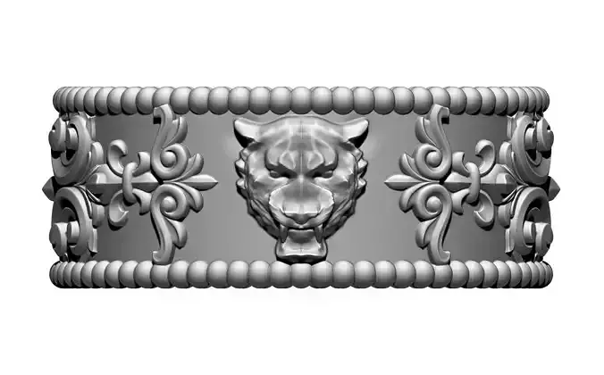 Lion ring with pattern