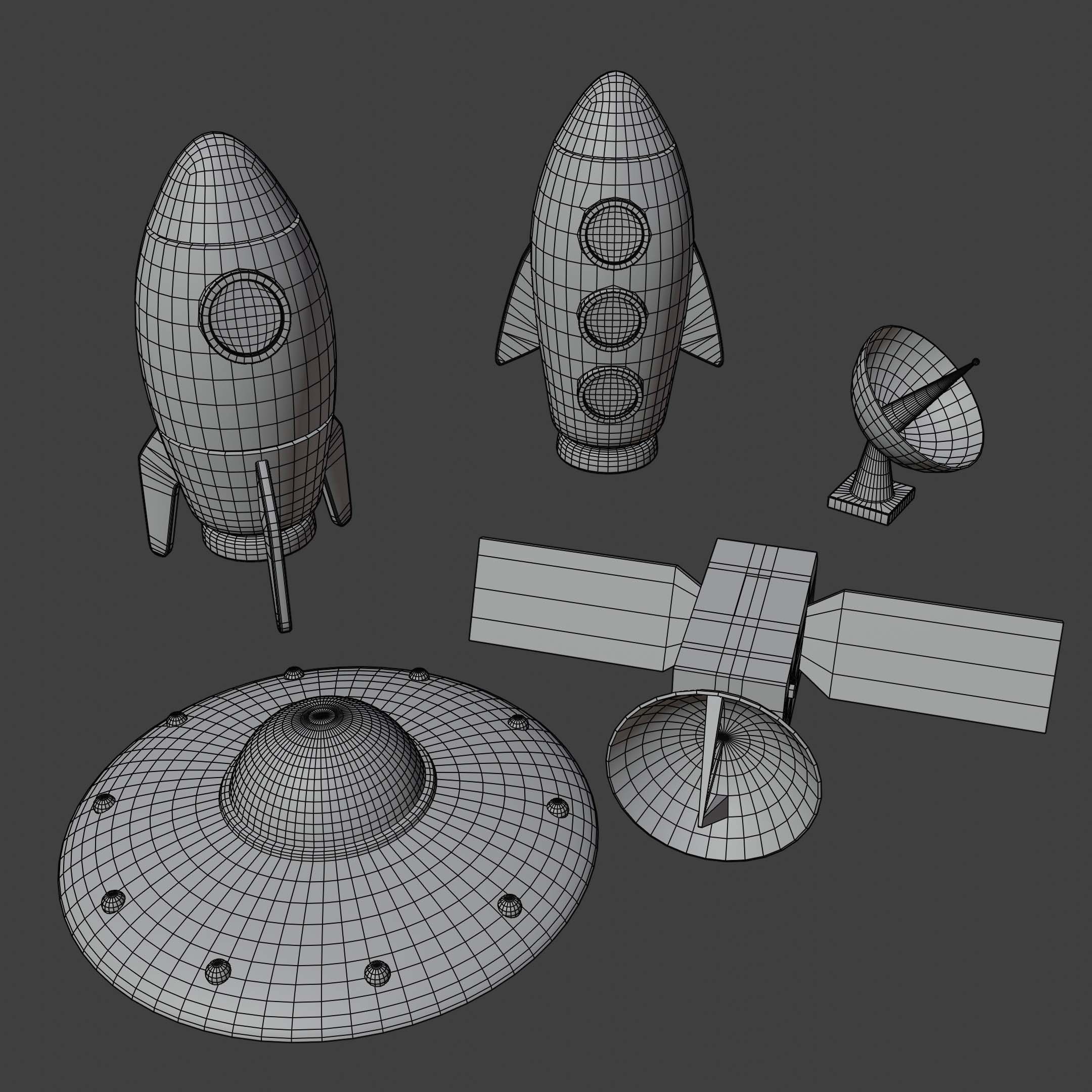 Cartoon spacecraft Low-poly 3D model_13