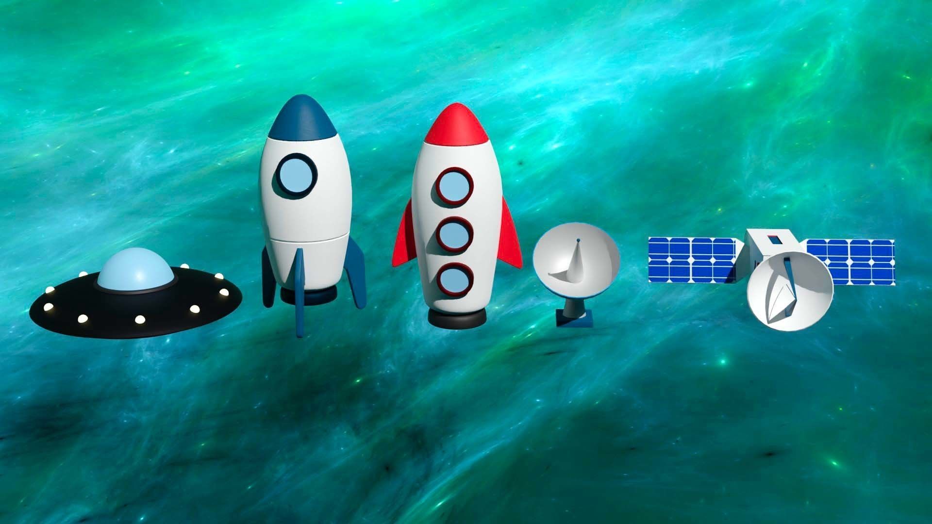 Cartoon spacecraft Low-poly 3D model_7