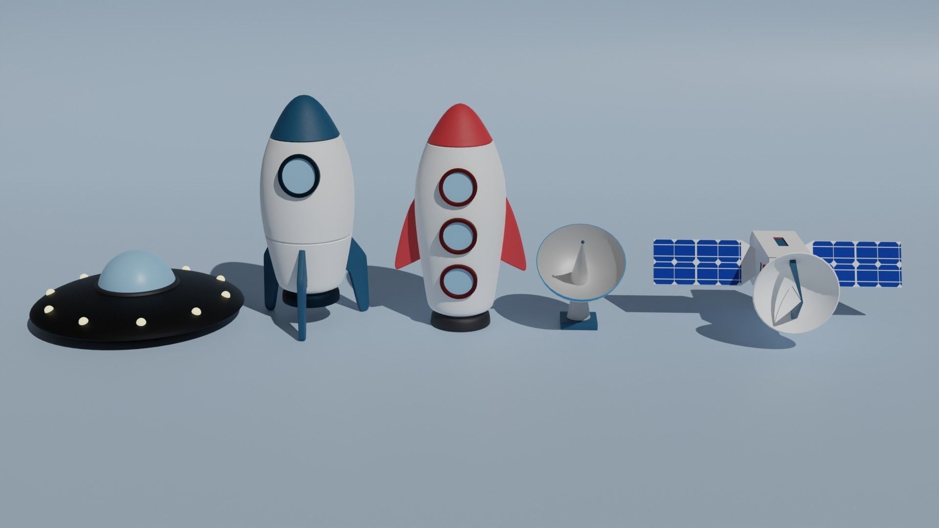Cartoon spacecraft Low-poly 3D model_9