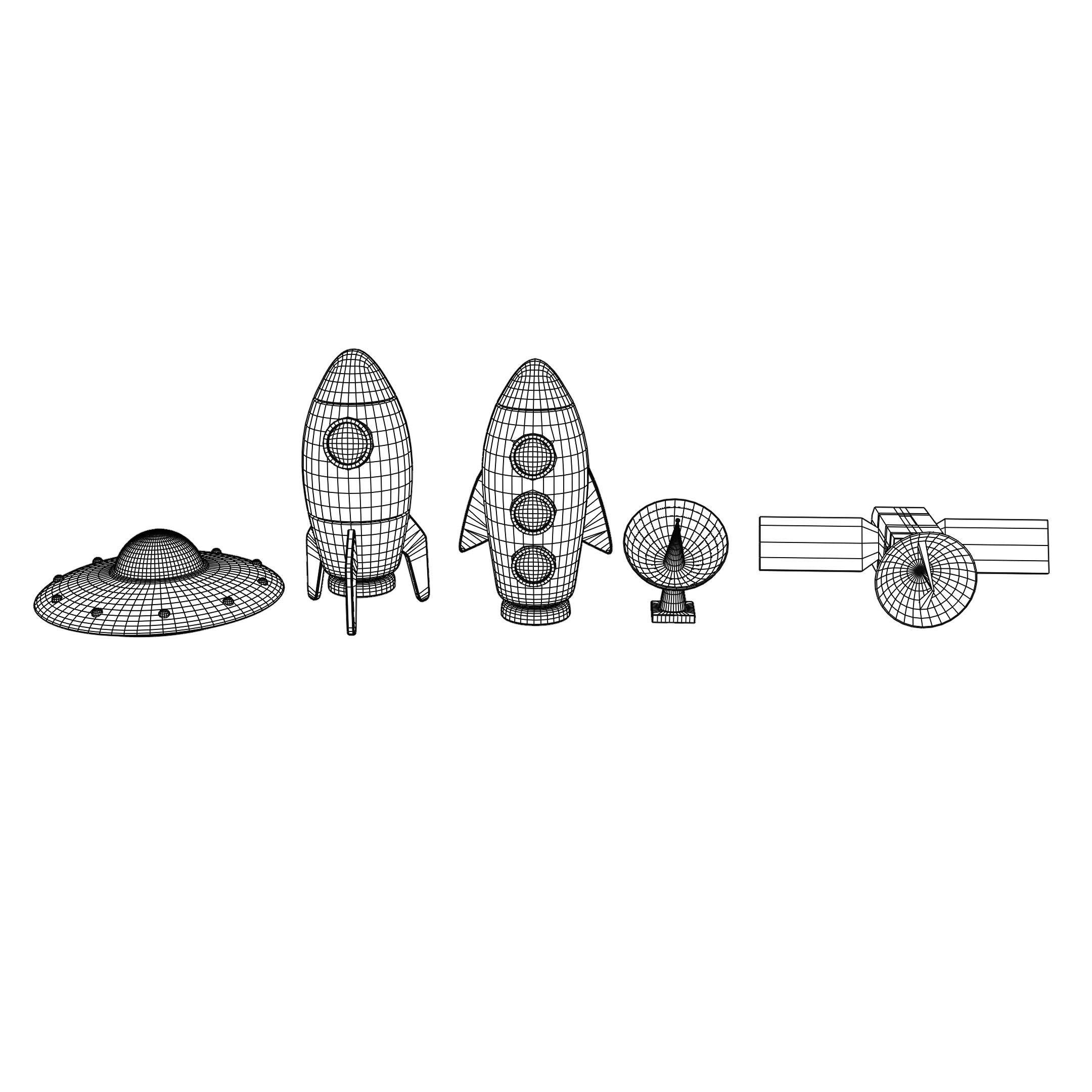 Cartoon spacecraft Low-poly 3D model_8