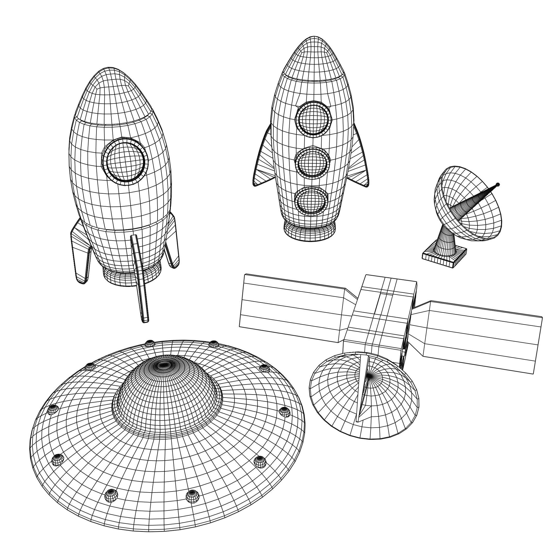 Cartoon spacecraft Low-poly 3D model_11