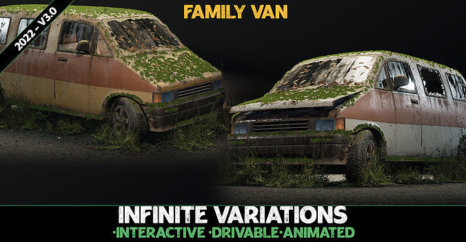 Procedural Vehicles - Van UE4 UE5 Low-poly 3D model