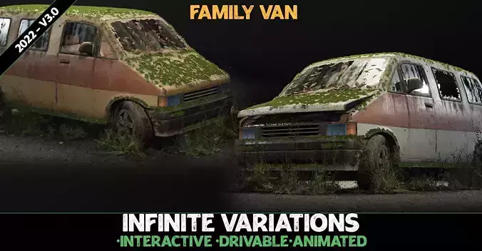 Procedural Vehicles - Van UE4 UE5 Low-poly 3D model