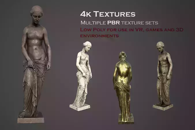 The Slave Girl statue  Low-poly 3D model