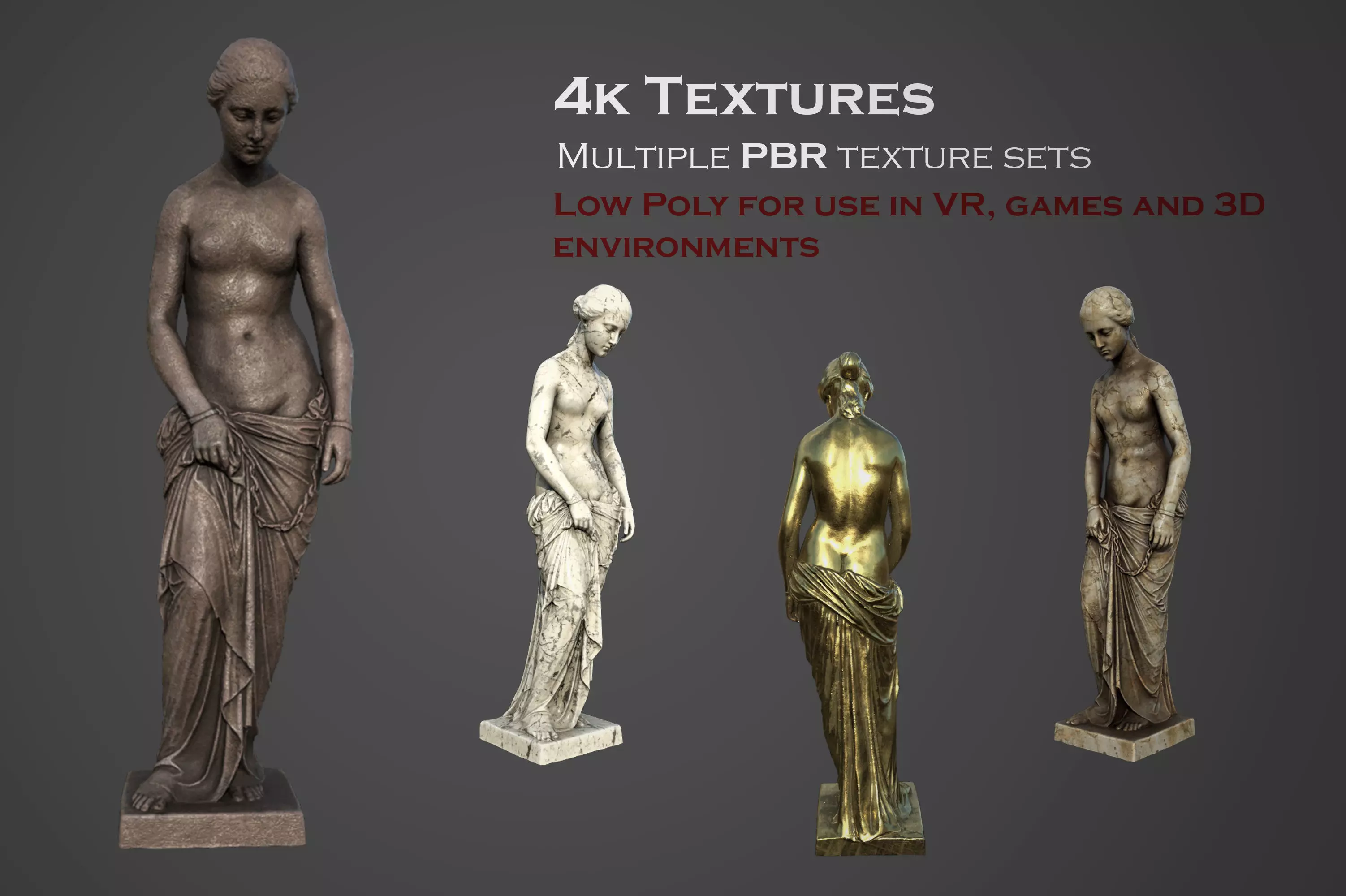 The Slave Girl statue Low-poly 3D model_0