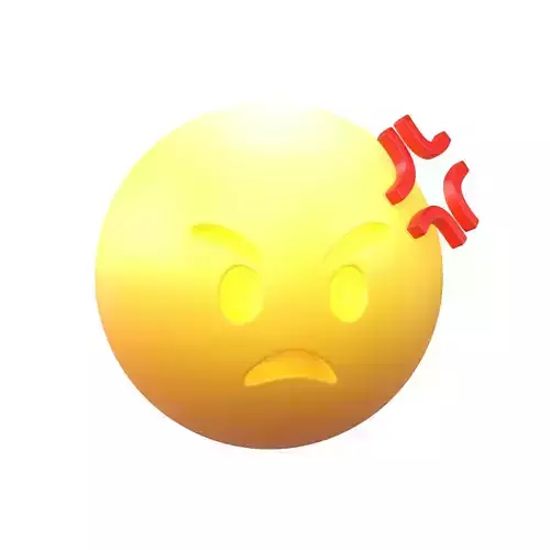 Angry Face With Anger Symbol v1 007 Low-poly 3D model
