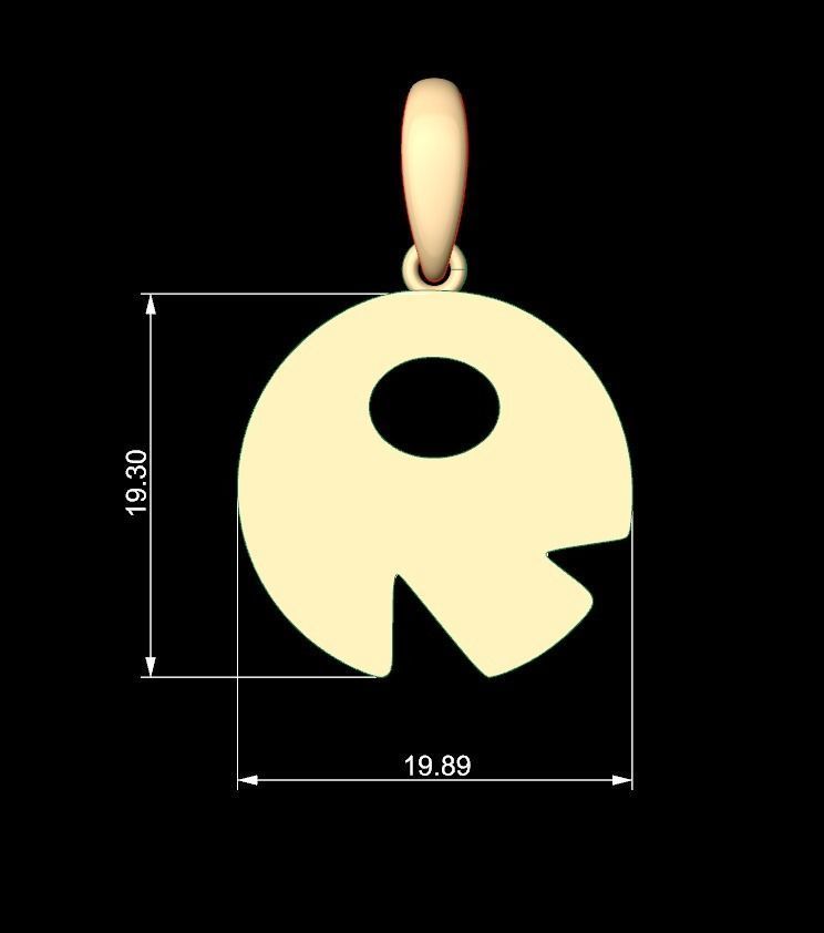 Initial Letters Pendant Boolat R 3D print model_4