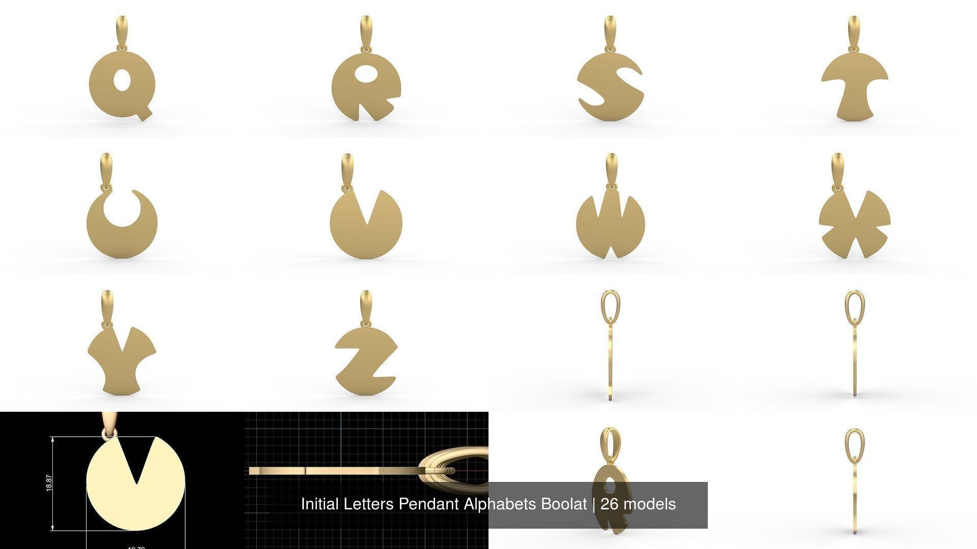 Initial Letters Pendant Alphabets Boolat 3D Model Collection_2