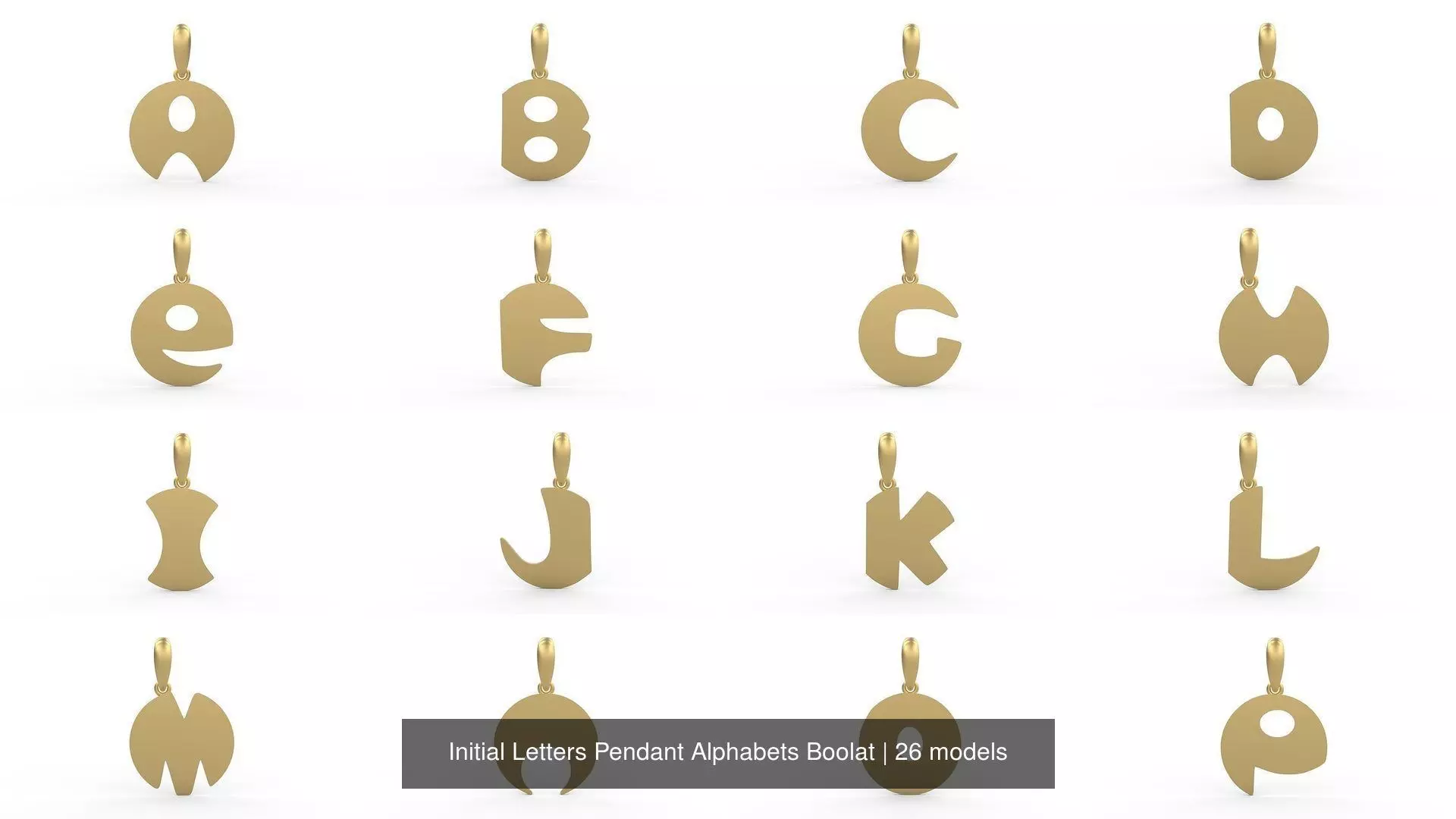 Initial Letters Pendant Alphabets Boolat 3D Model Collection_0