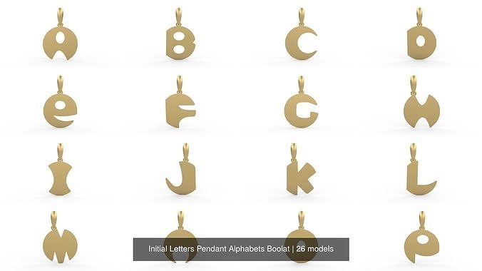 Initial Letters Pendant Alphabets Boolat 3D Model Collection