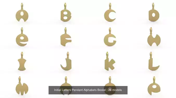 Initial Letters Pendant Alphabets Boolat 3D Model Collection