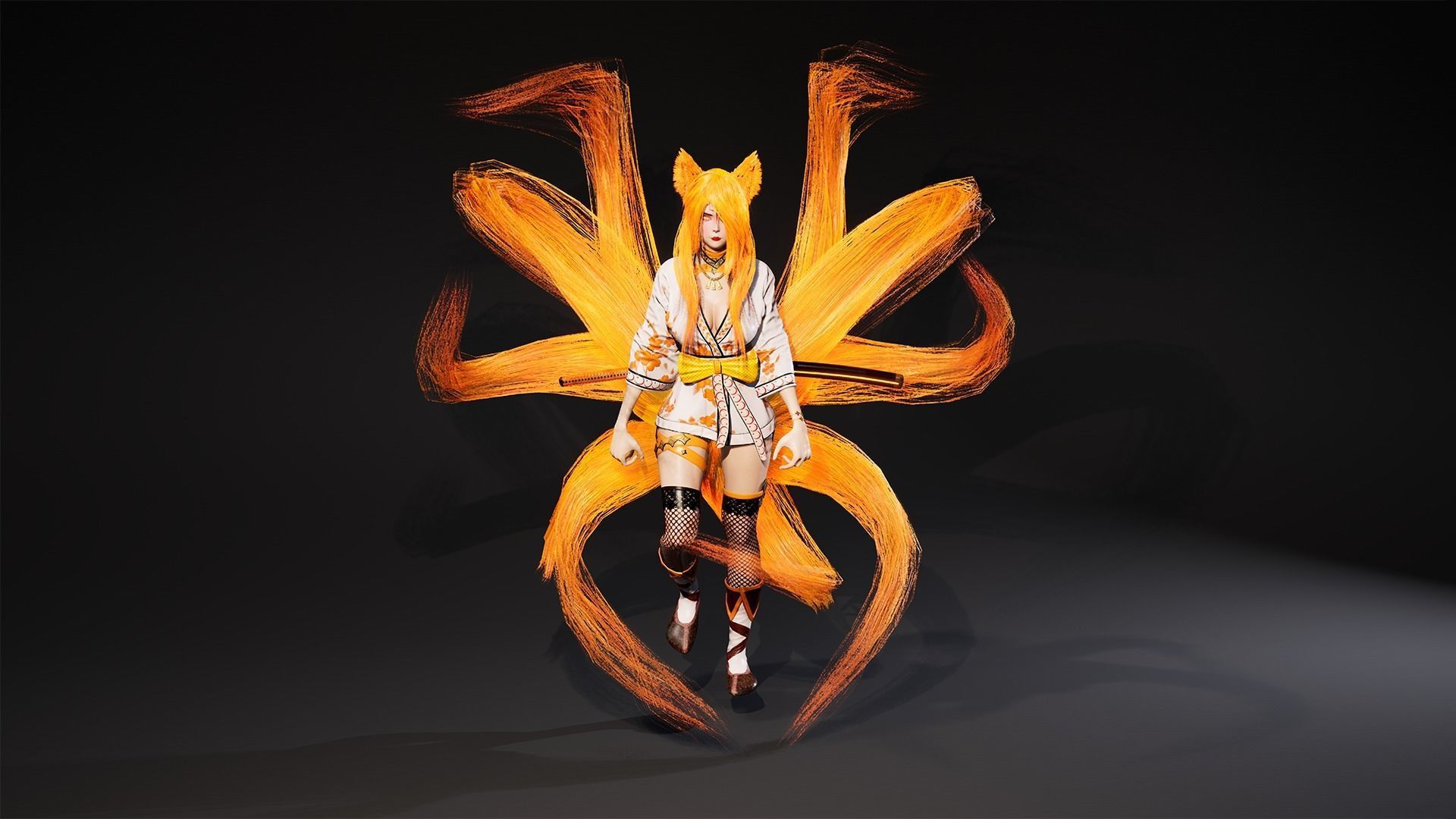 Kitsune Game Ready Low Poly Low-poly 3D model_8